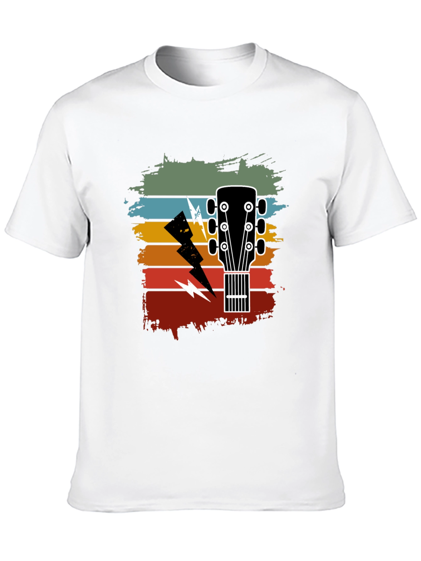 Black Retro Guitar Lightning Bolt Graphic Tee view 10