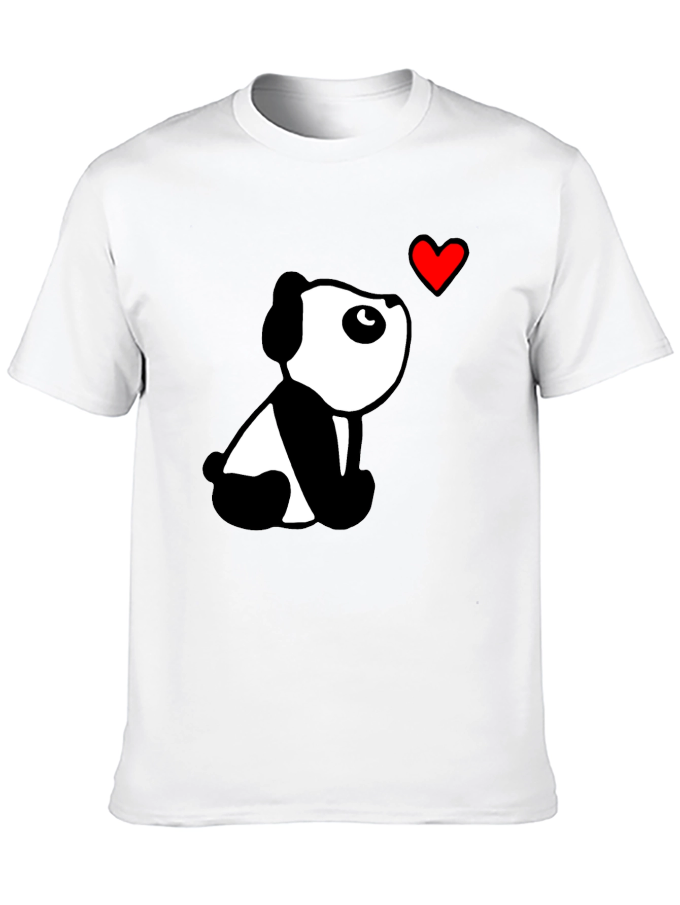 Black Cute Panda Heart Black T-Shirt view 10