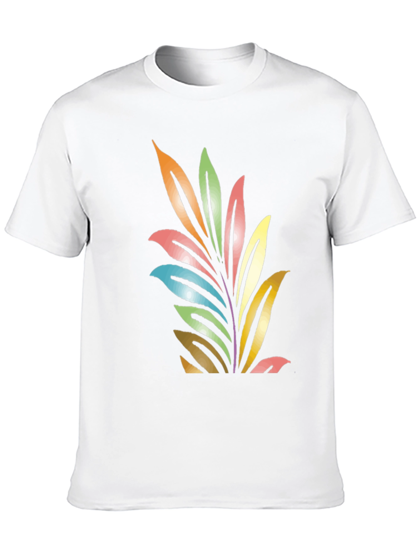Black Colorful Leaf Graphic Black T-Shirt view 10