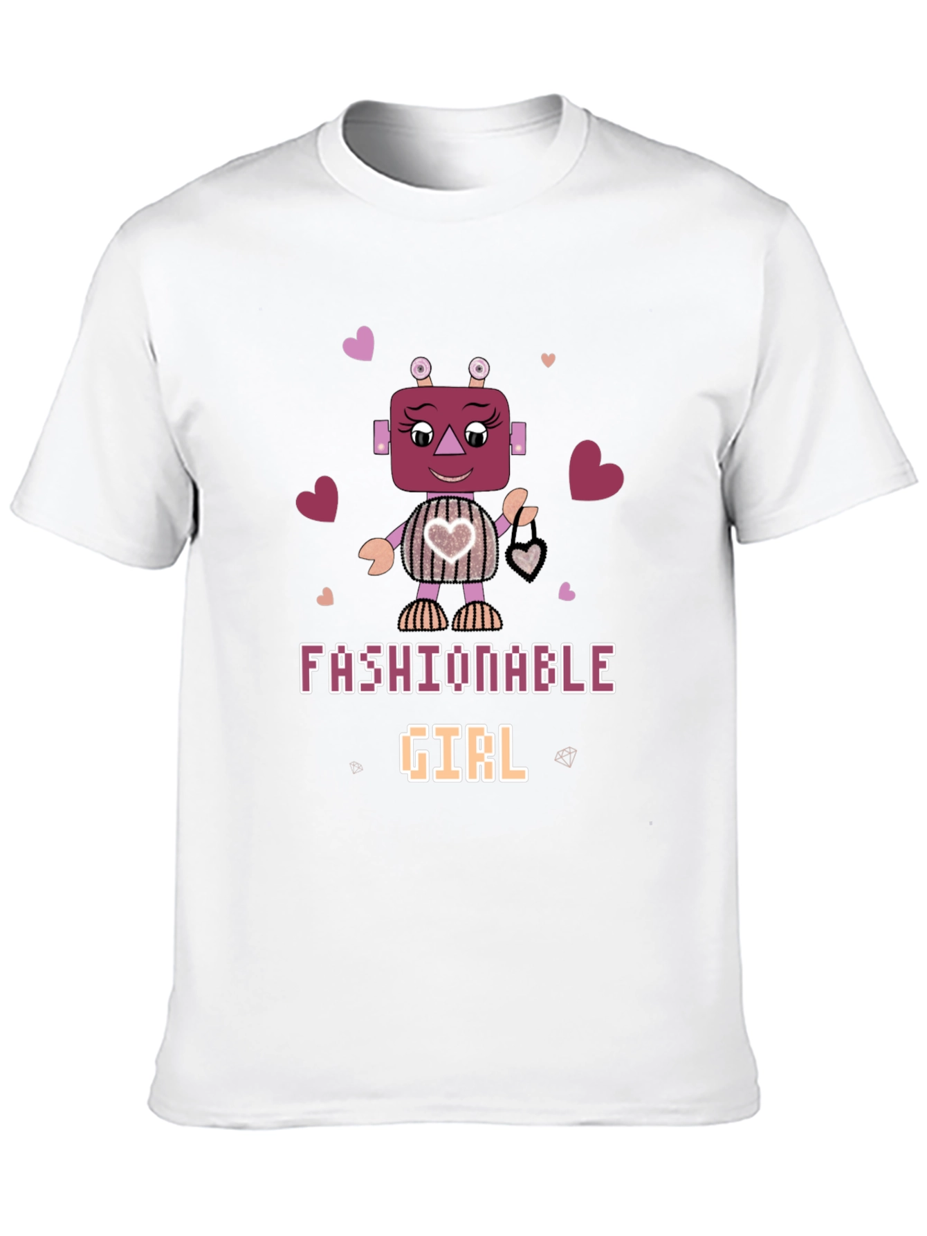 Black Fashionable Girl Robot Graphic Tee view 10