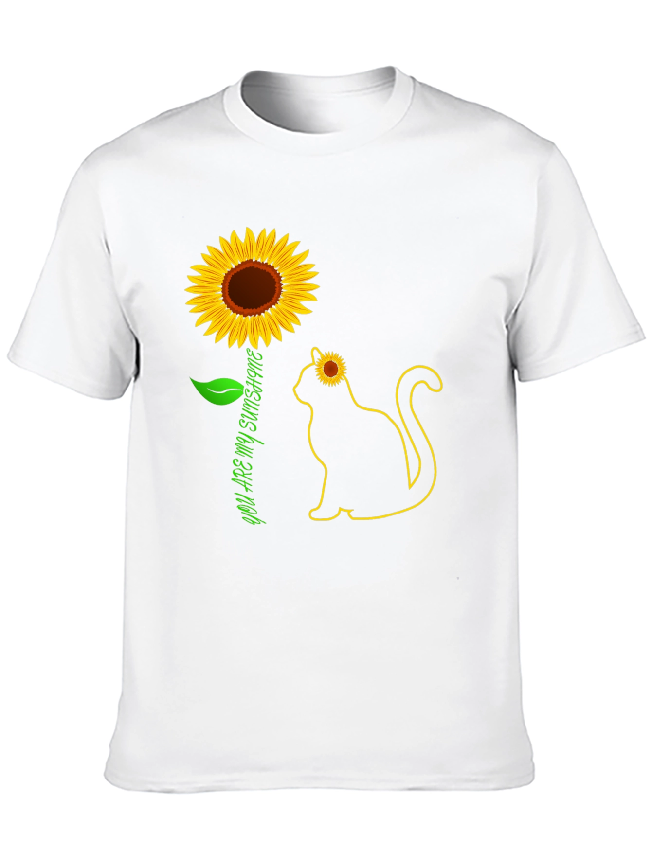 Black Sunflower Cat Graphic Tee - You Are My Sunshine T-Shirt view 10