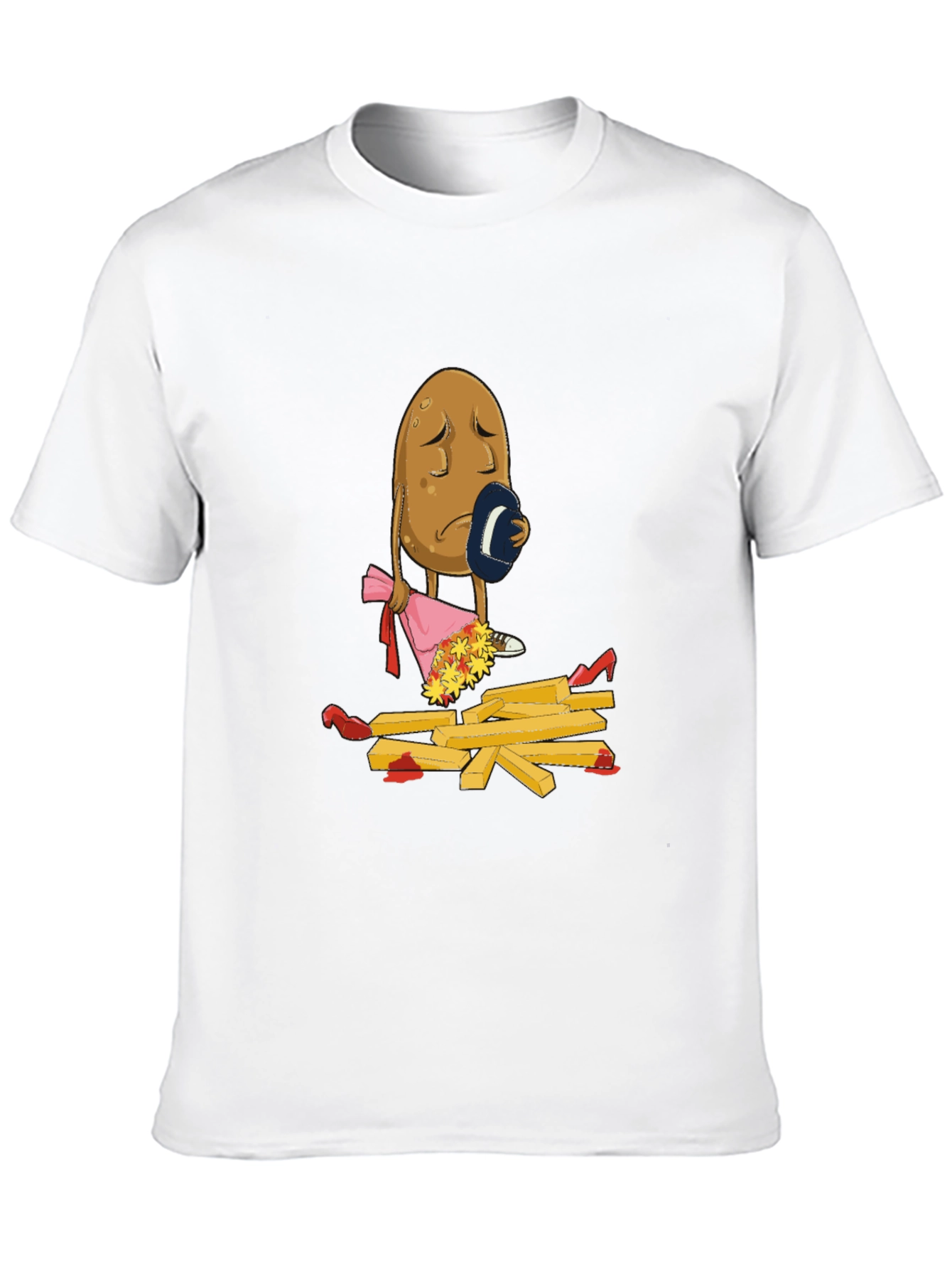 Black Sad Potato T-Shirt - Funny French Fry Design view 10
