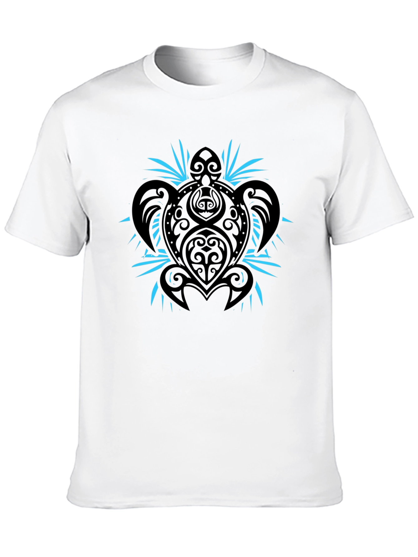 Black Tribal Turtle Graphic Black T-Shirt view 10