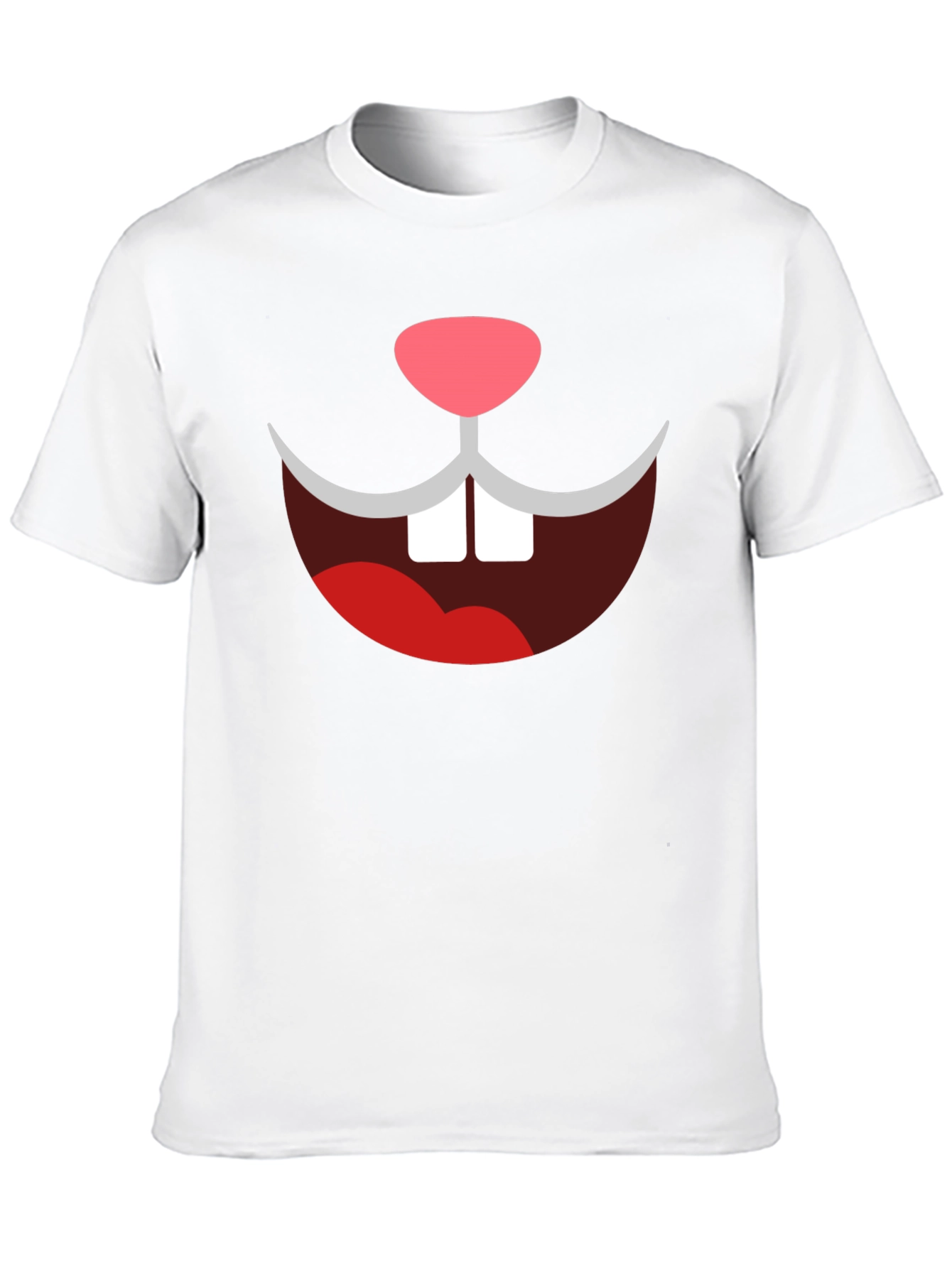 Black Funny Bunny Face Graphic Tee - Novelty Cartoon Rabbit T-Shirt view 10