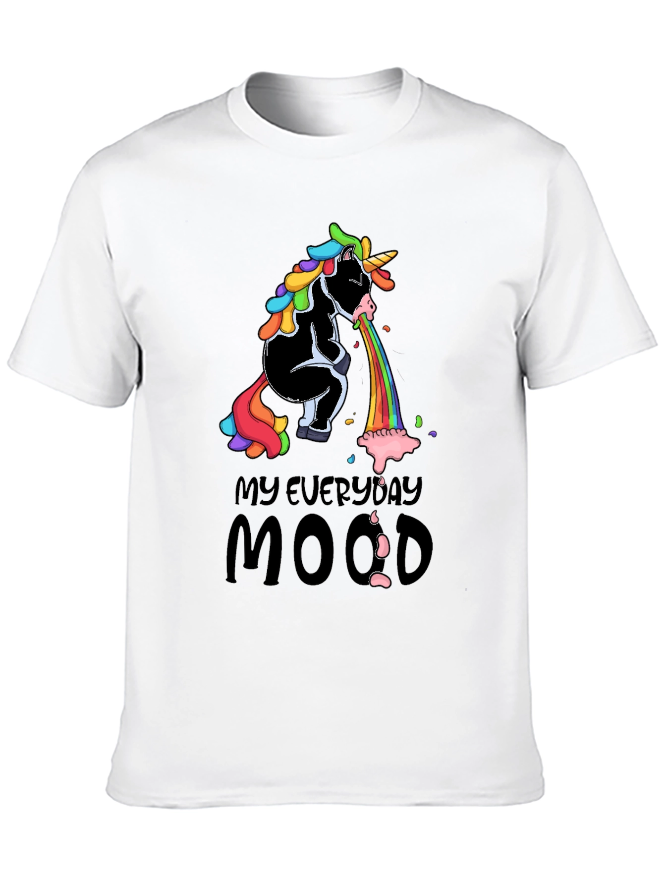 Black Everyday Mood Vomiting Unicorn T-Shirt view 10