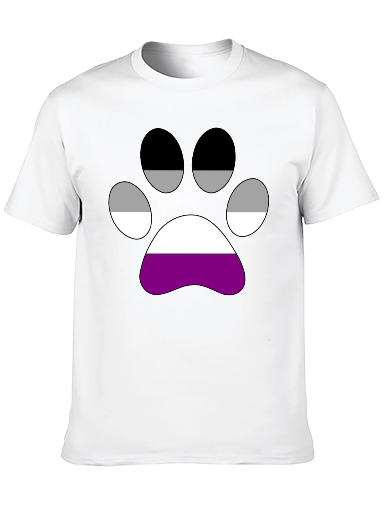 Black Asexual Pride Paw Print T-Shirt view 10