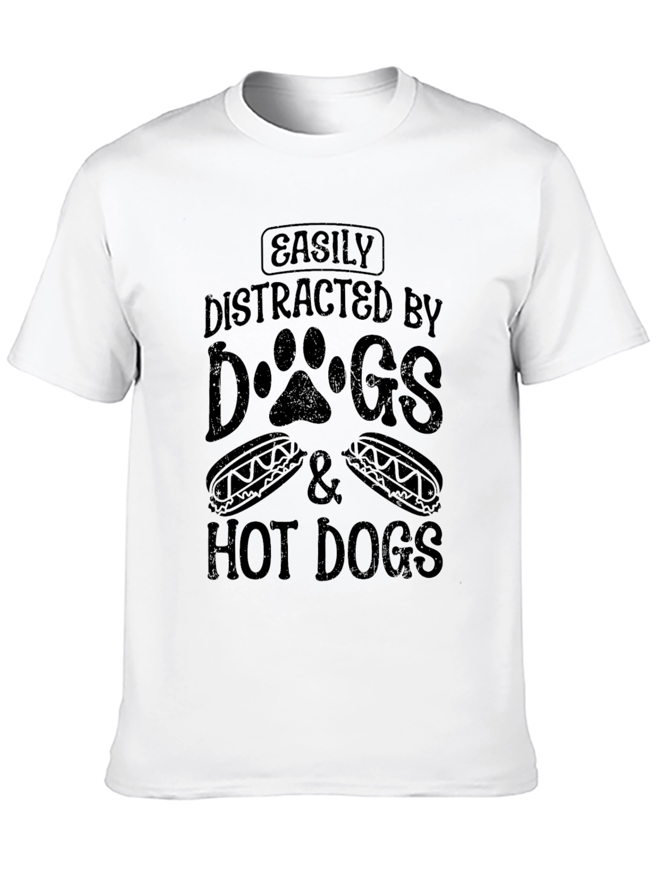 Black Easily Distracted By Dogs & Hot Dogs T-Shirt view 10