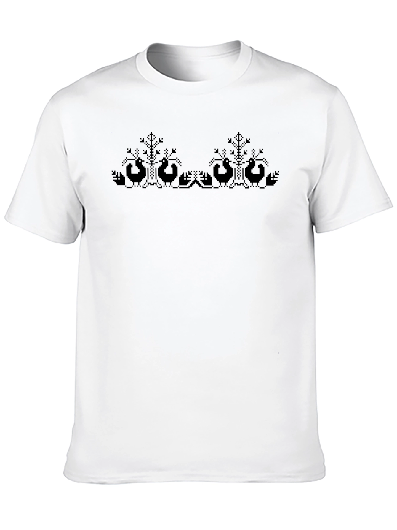 Black Pixel Bird Tree Black T-Shirt view 10
