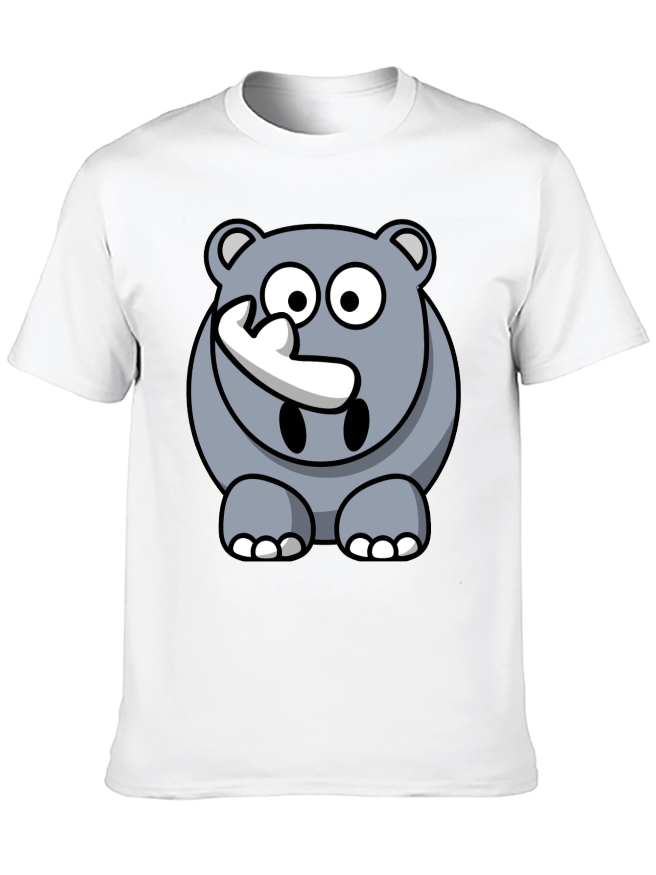 Black Cartoon Rhino Graphic Tee - Men's Black T-Shirt view 10