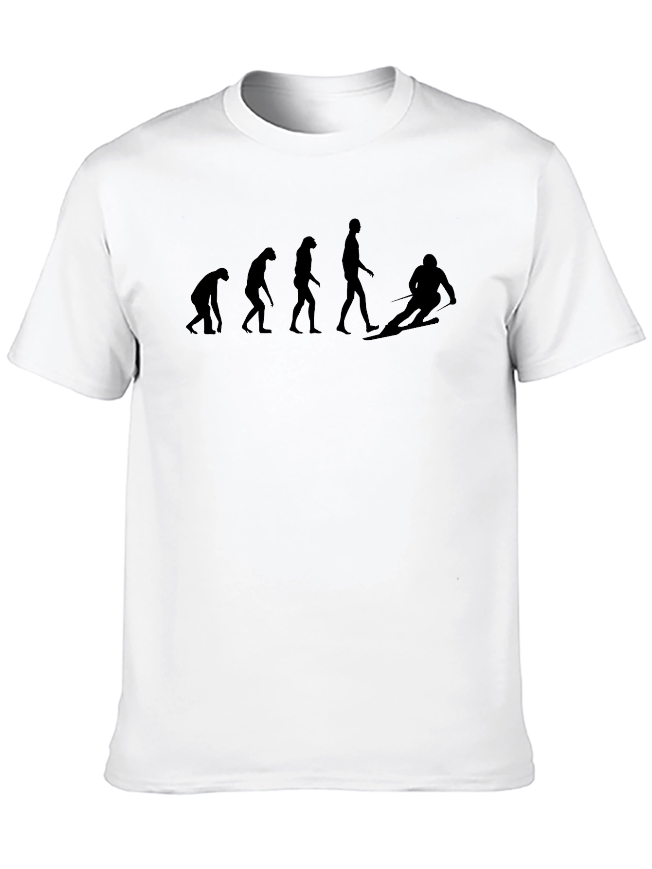 Black Evolution of Skiing Black Graphic Tee view 10