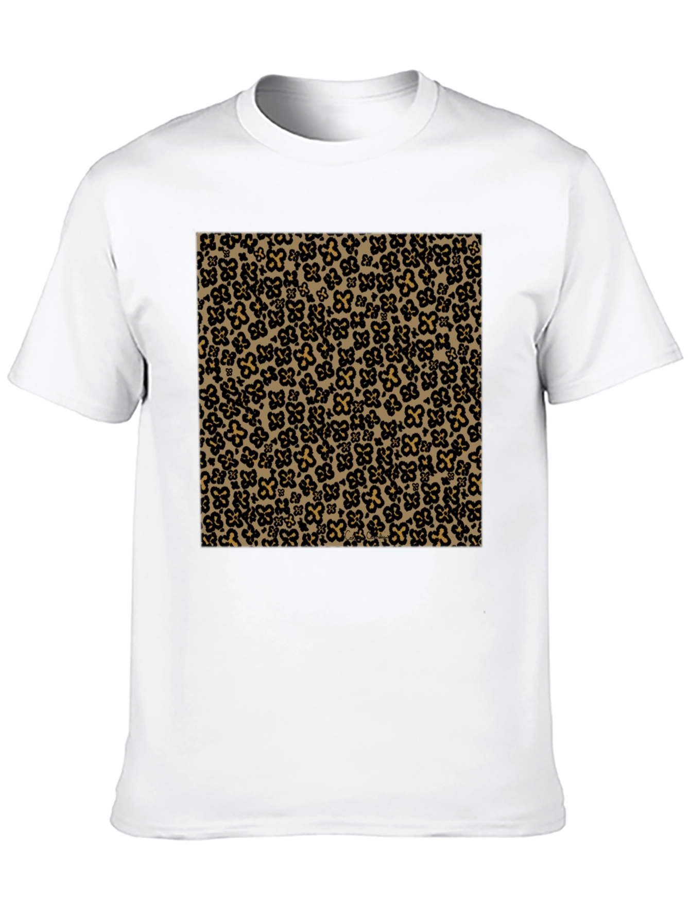 Black Black Crew Neck Tee with Clover Print view 10