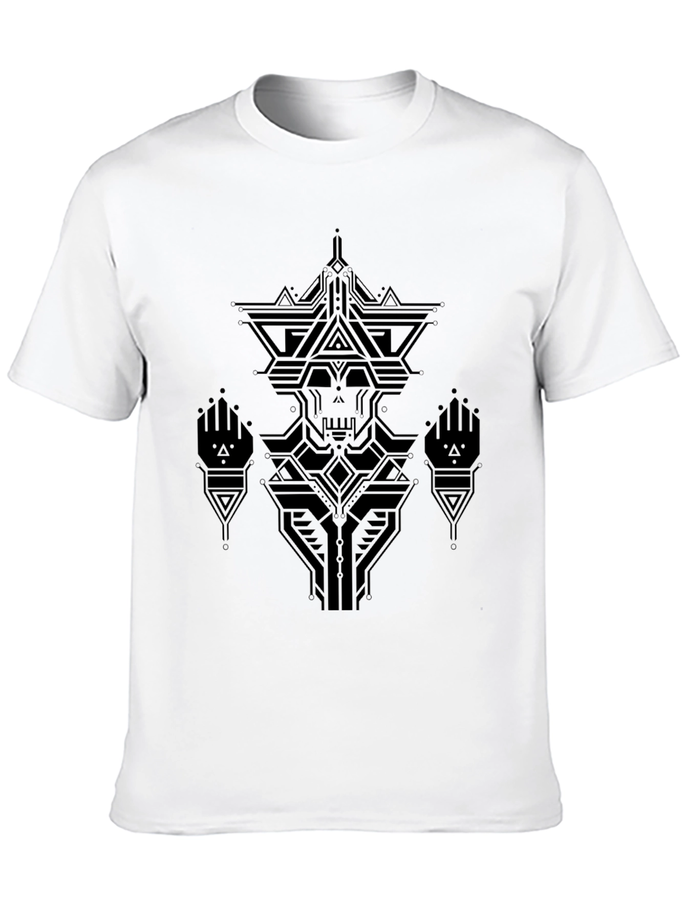 Black Geometric Skull Graphic Black T-Shirt view 10
