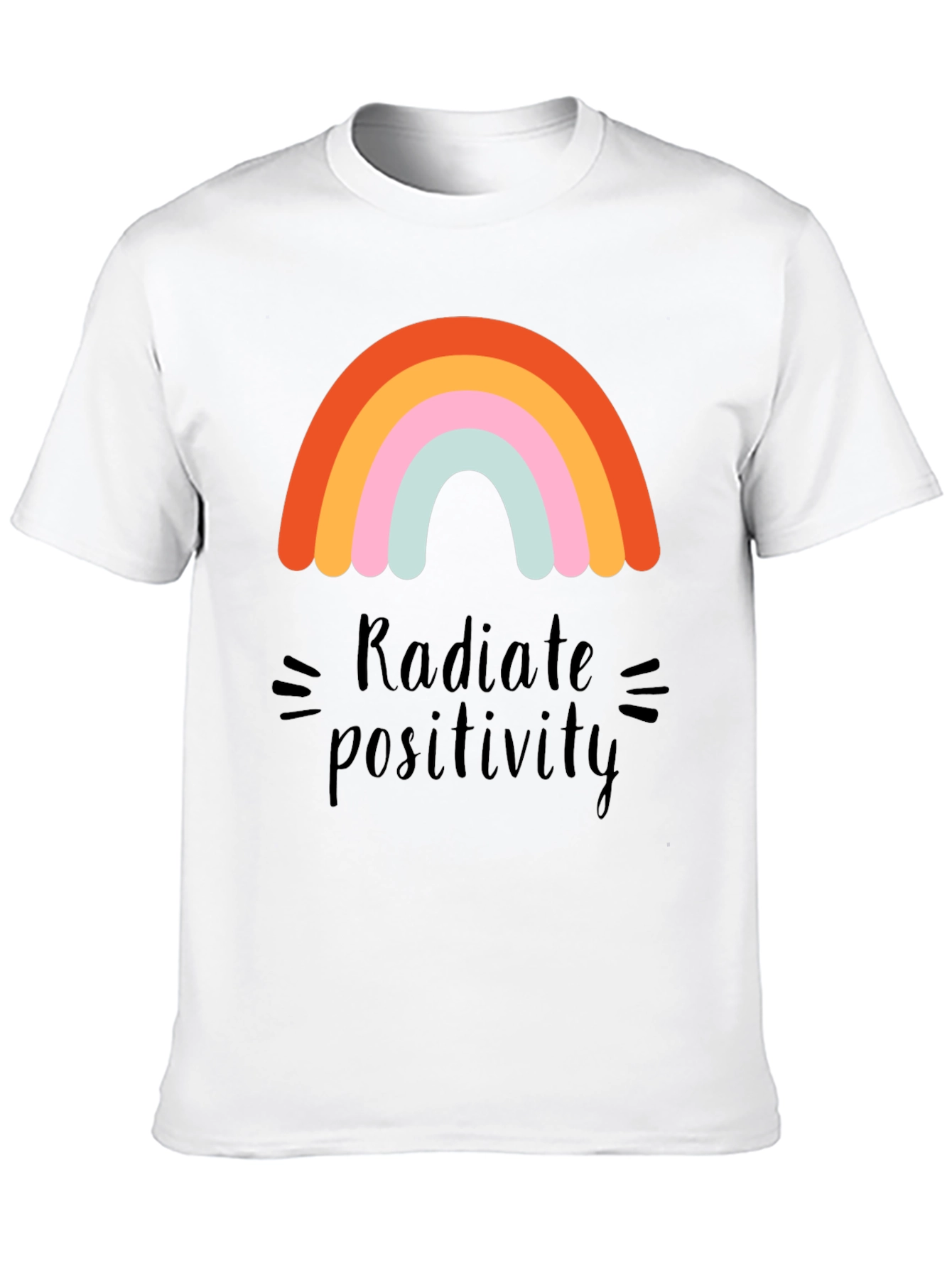 Black Radiate Positivity Rainbow Graphic T-Shirt view 10