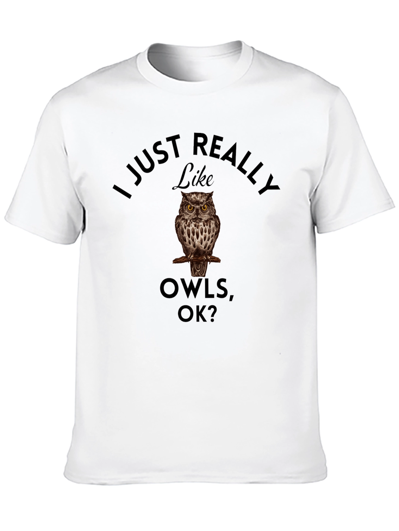 Black I Just Really Like Owls, OK? Black T-Shirt view 10