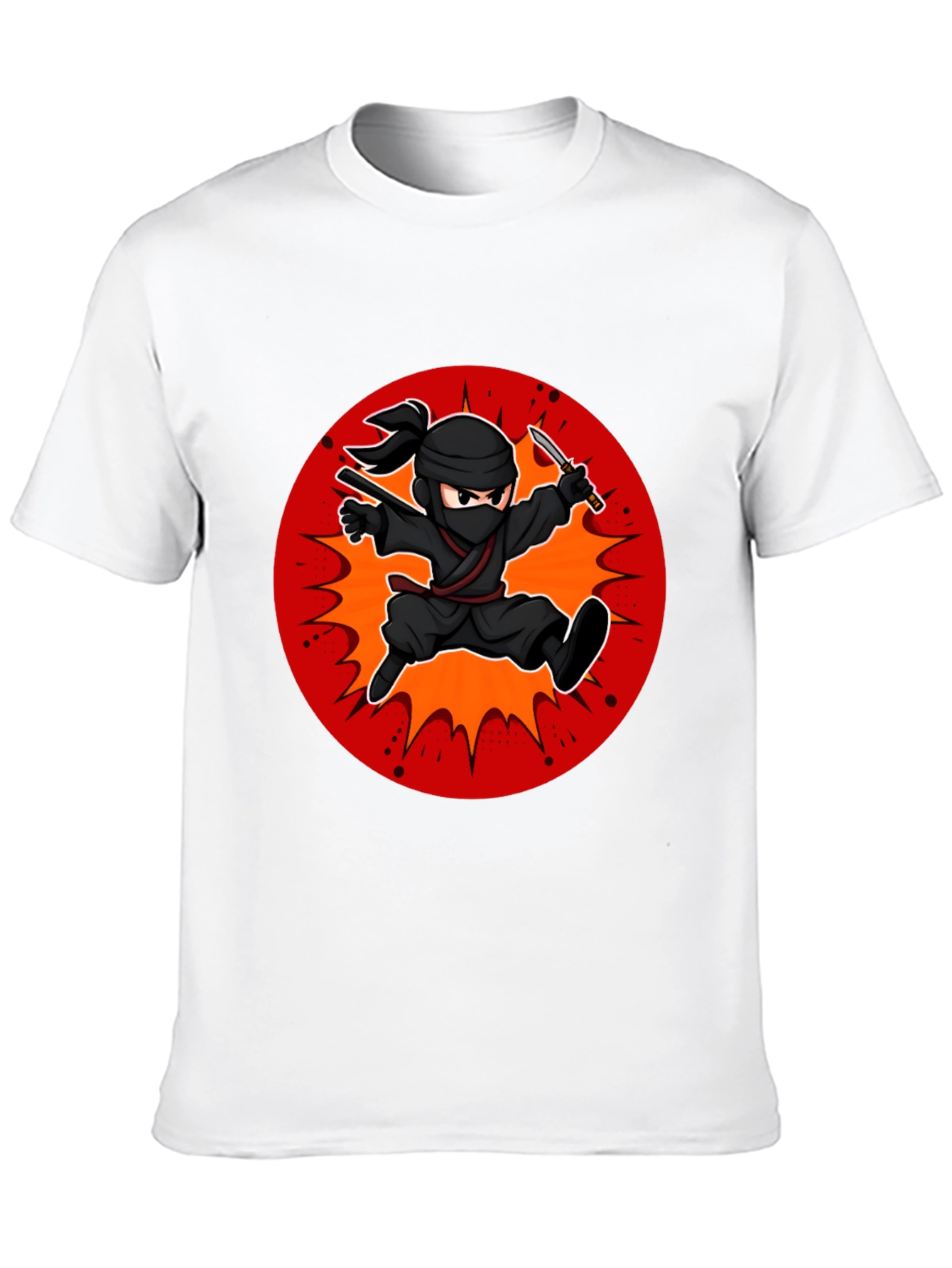 Black Ninja Cartoon Graphic Black T-Shirt view 10
