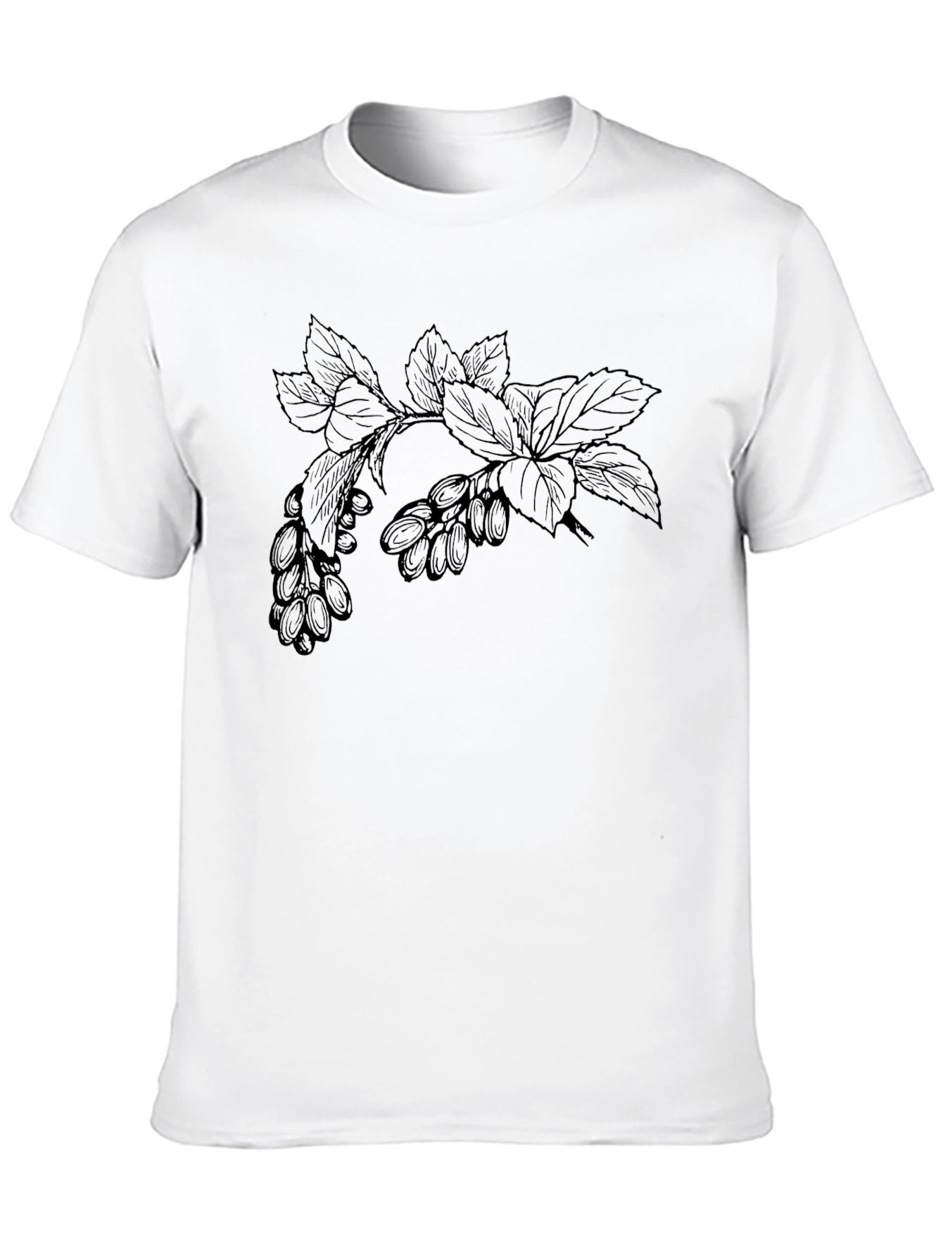 Black Botanical Branch Graphic Tee - Modern Casual Style view 10