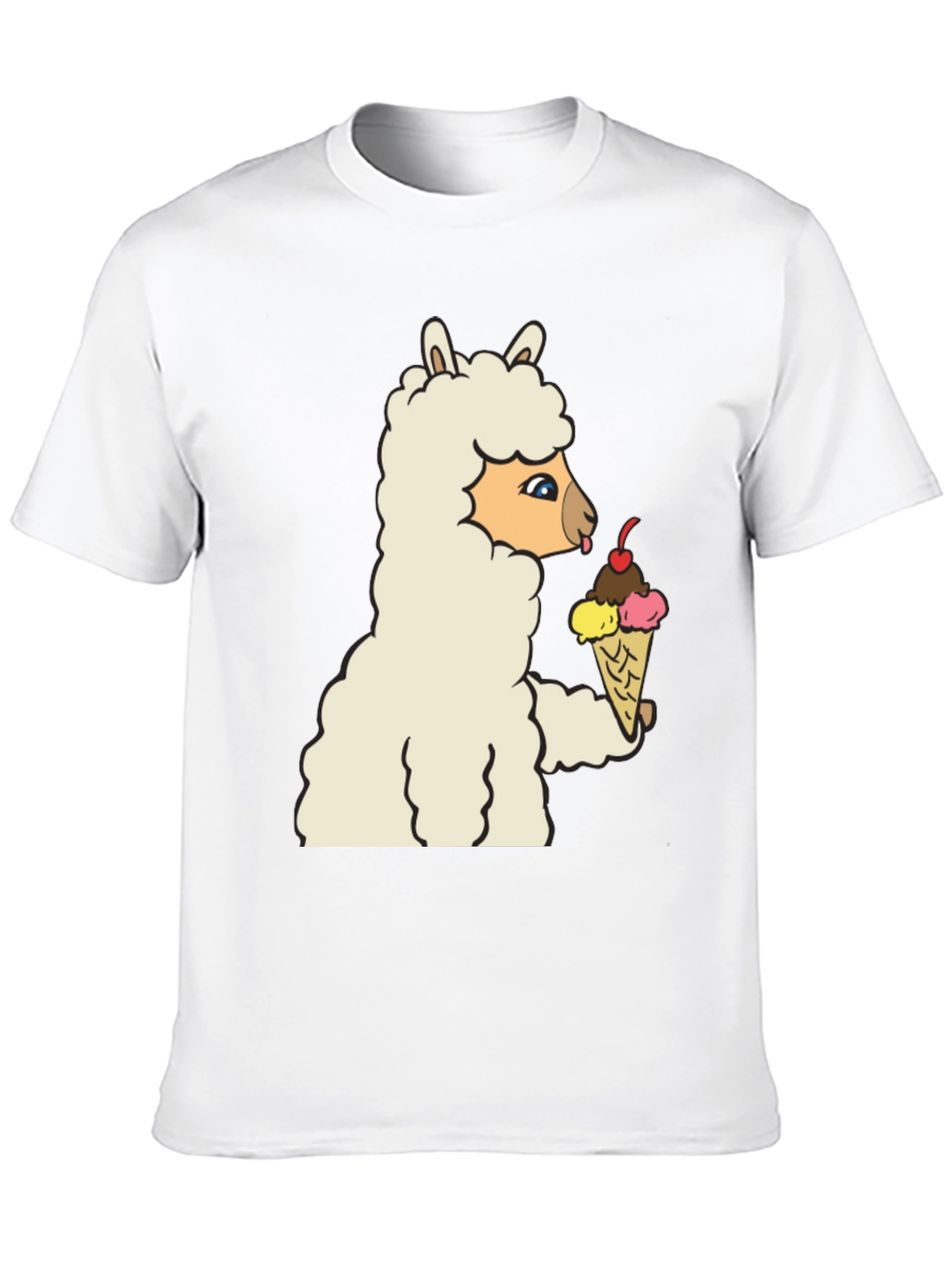 Black Llama Eating Ice Cream Graphic Tee view 10