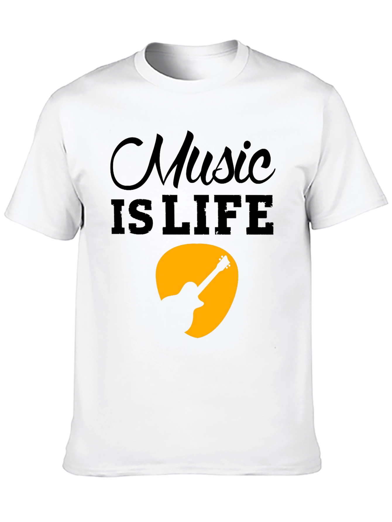 Black Music is Life T-Shirt - Guitar Graphic Tee - Men's Black Cotton view 10