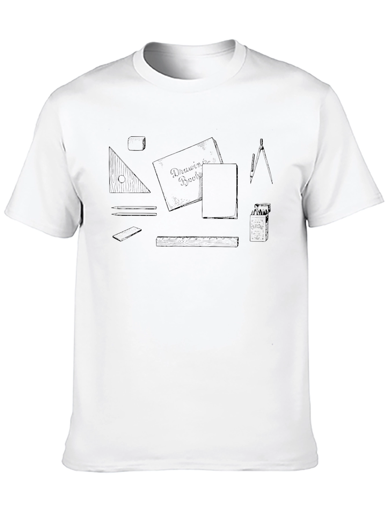 Black Drawing Tools Graphic Print T-Shirt view 10