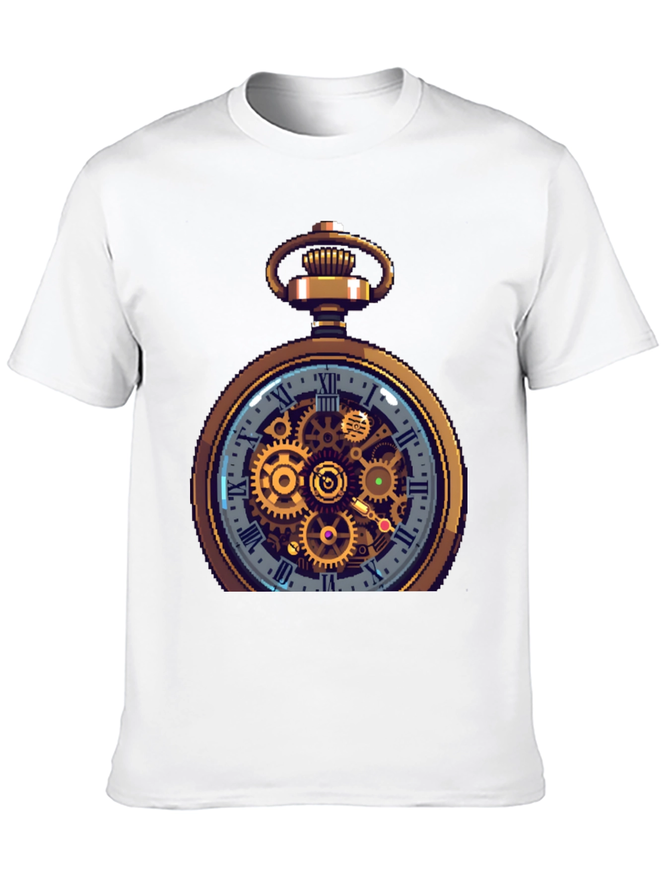 Black Steampunk Pocket Watch Design T-Shirt view 10