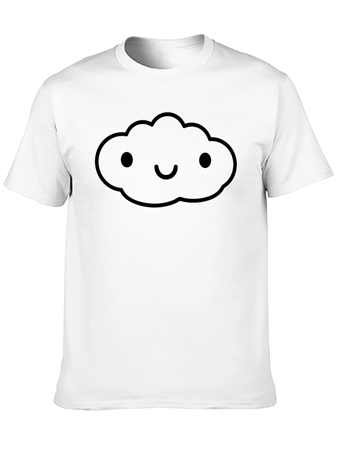 Black Men's Black T-Shirt with Cute Cloud Design view 10