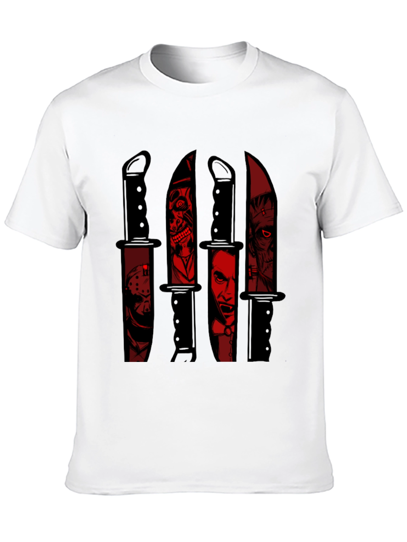Black Horror Movie Character Knife Graphic Tee view 10