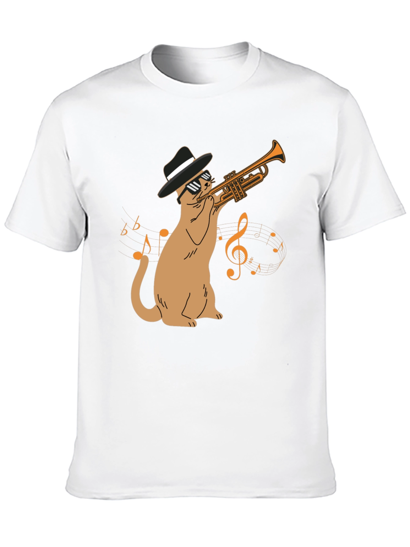 Black Cool Cat Trumpet Player T-Shirt - Black view 10