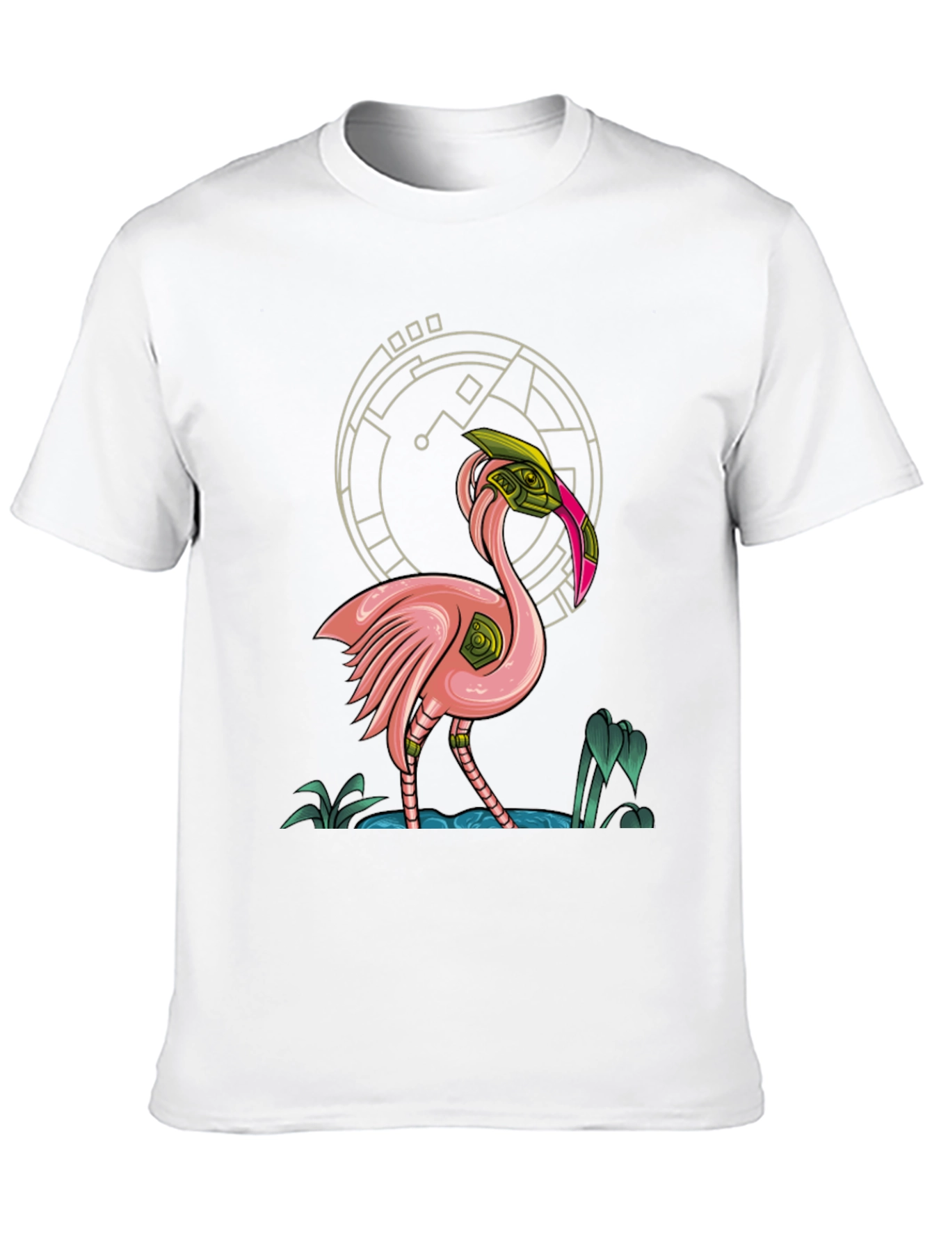 Black Cyberpunk Flamingo Graphic T-Shirt view 10