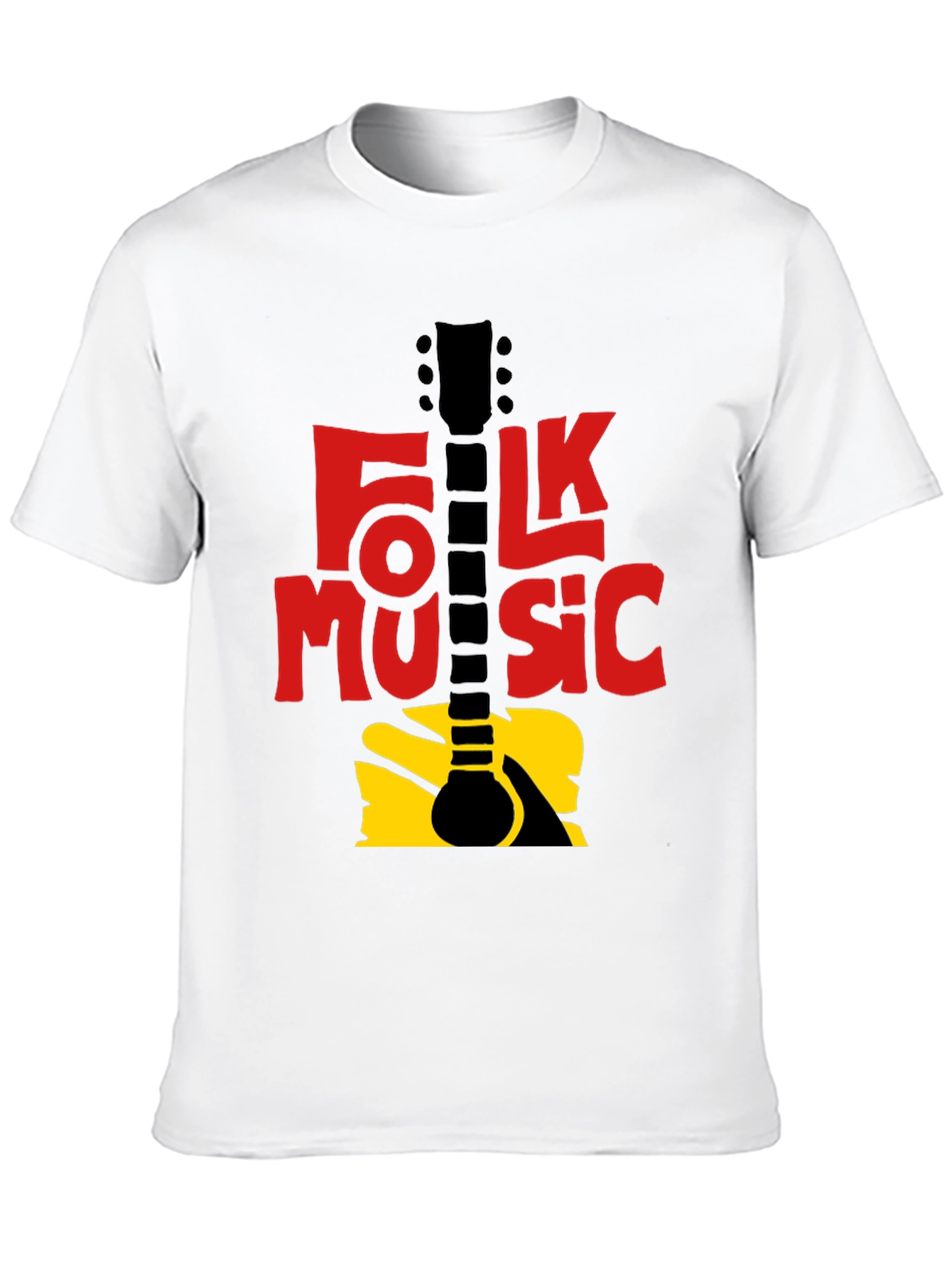 Black Folk Music Guitar Graphic T-Shirt - Black view 10