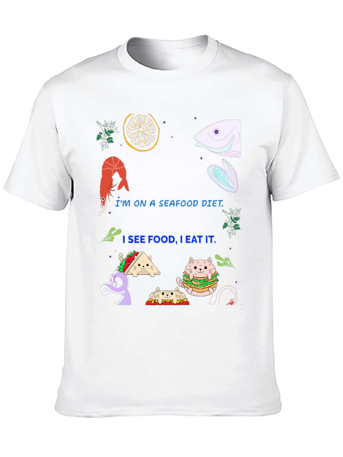 Black Seafood Diet Funny Graphic T-Shirt view 10
