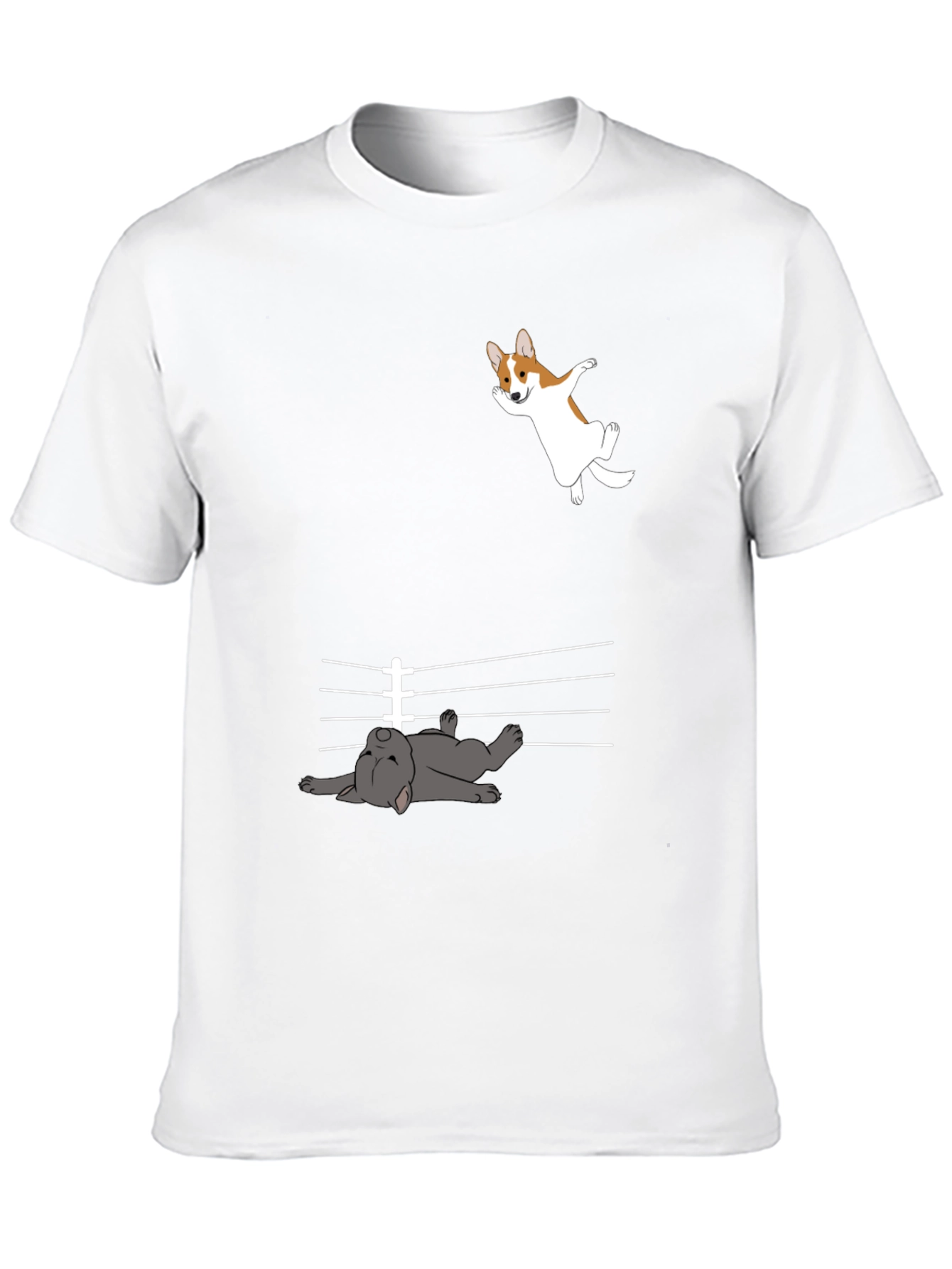 Black Funny Dog T-Shirt - Corgi and French Bulldog Design view 10