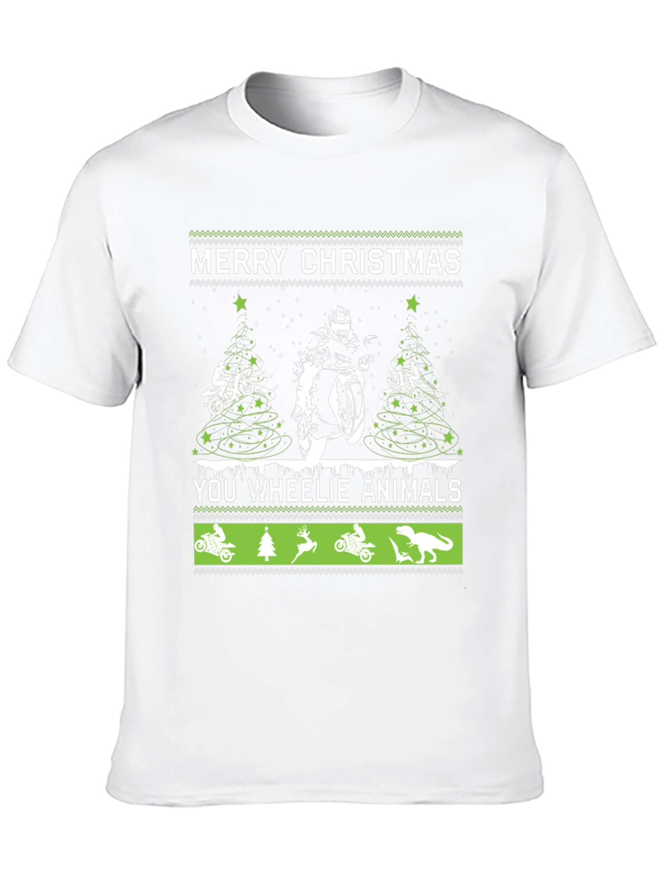 Black Motorcycle Christmas T-Shirt - Wheelie Animals Holiday Tee view 10