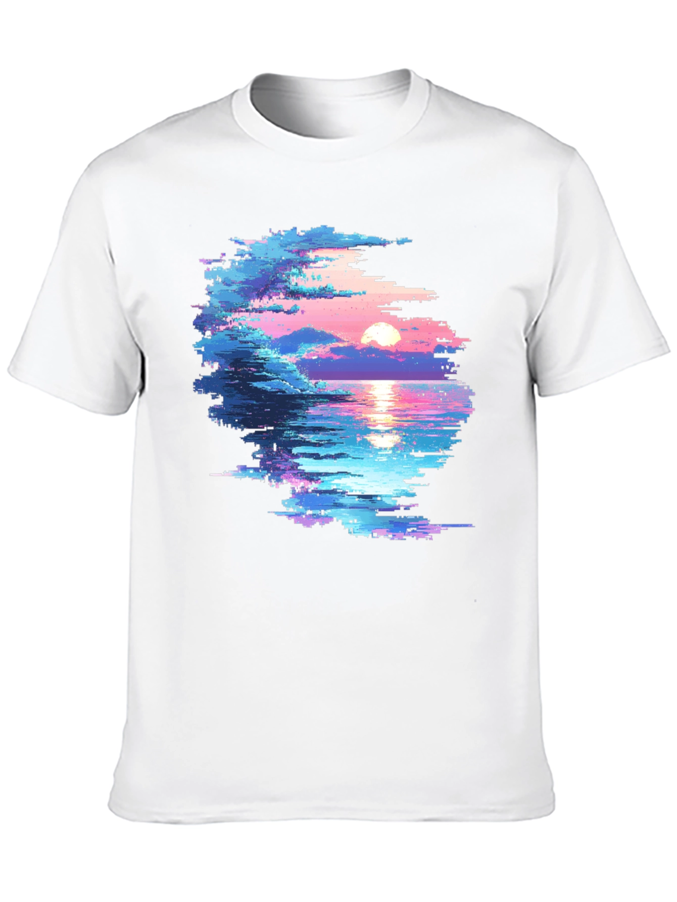 Black Pixel Sunset Graphic T-Shirt - Black view 10