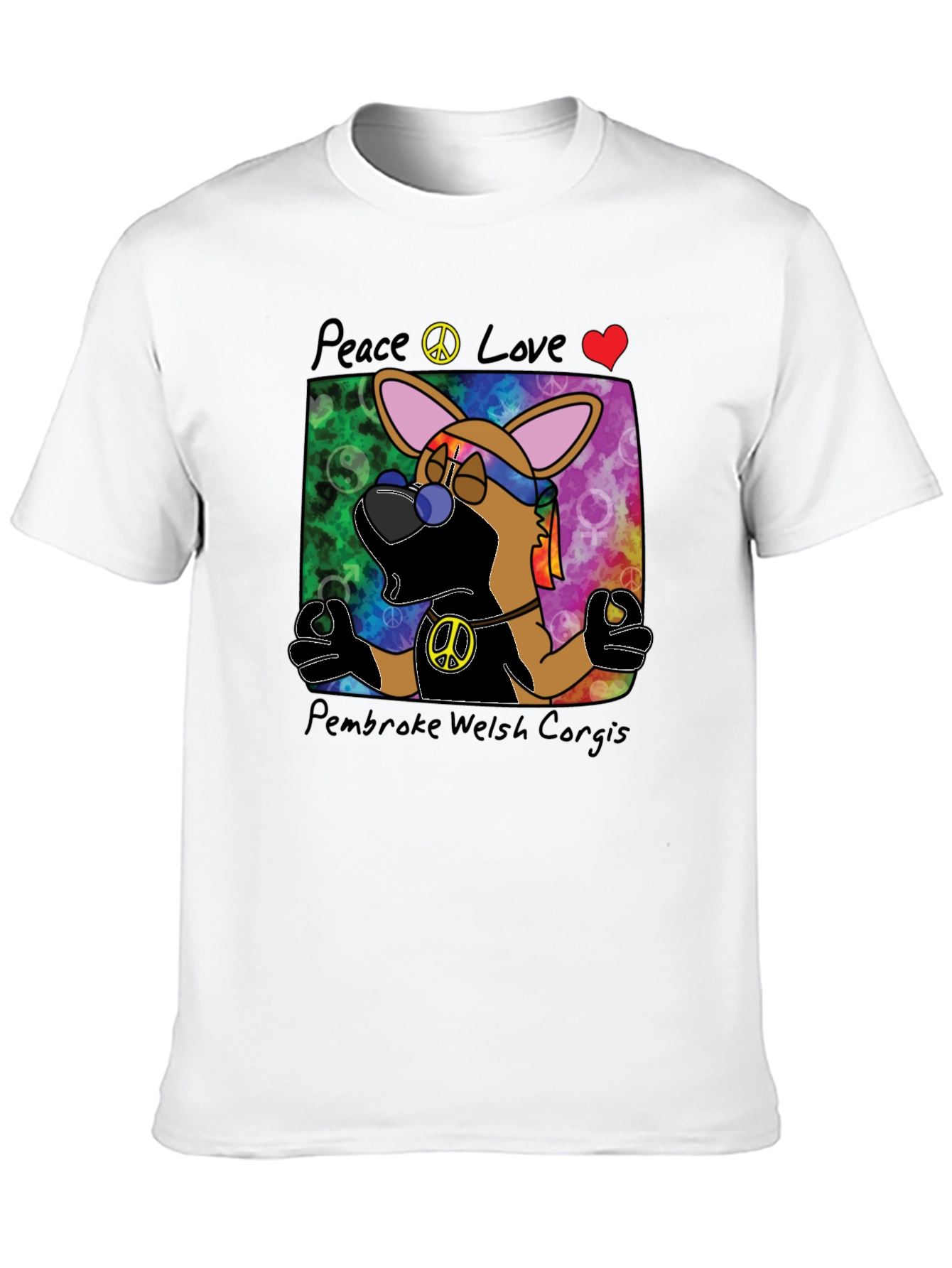 Black Peace Love Corgi T-Shirt view 10