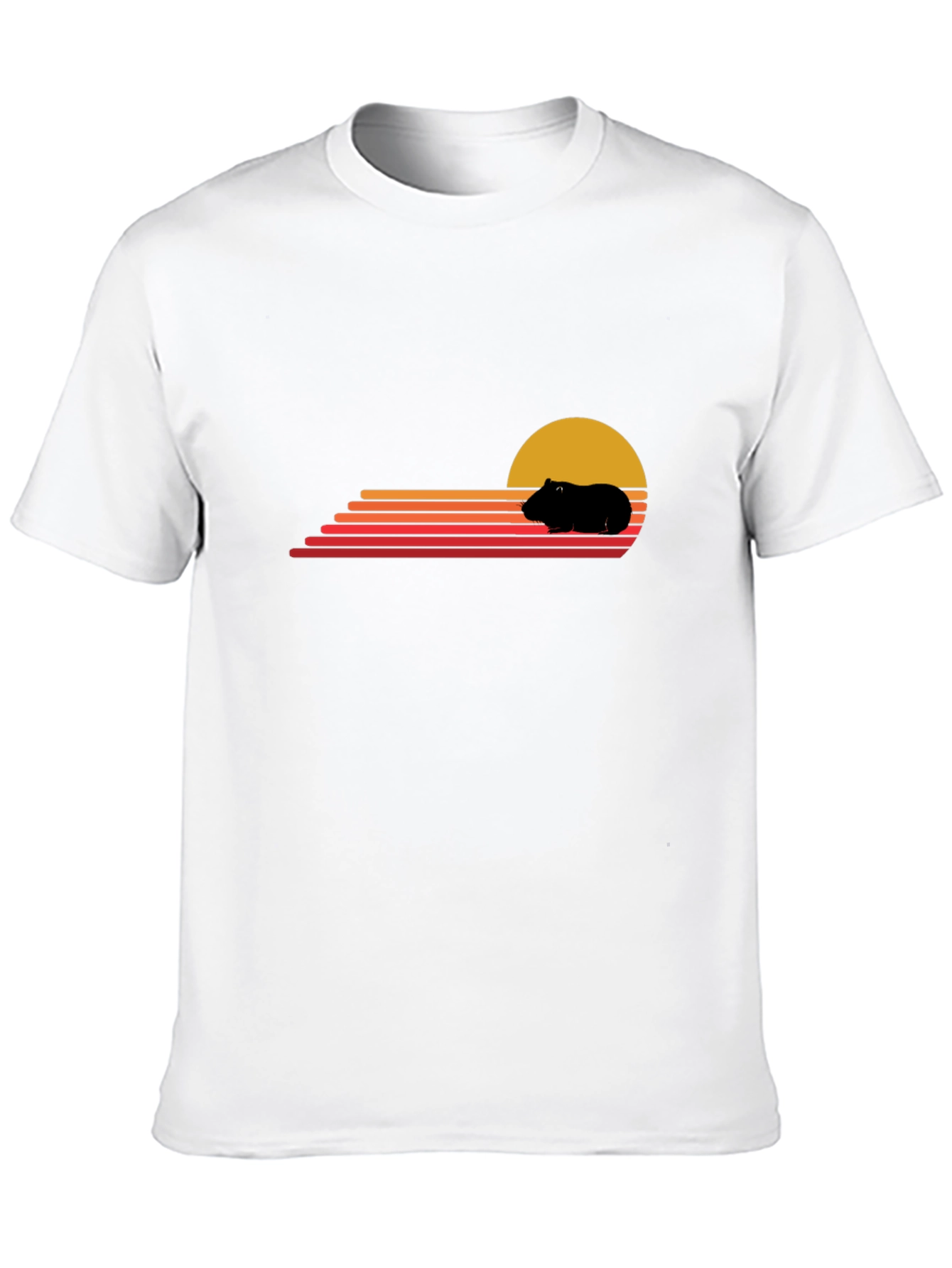 Black Retro Guinea Pig Sunset T-Shirt view 10