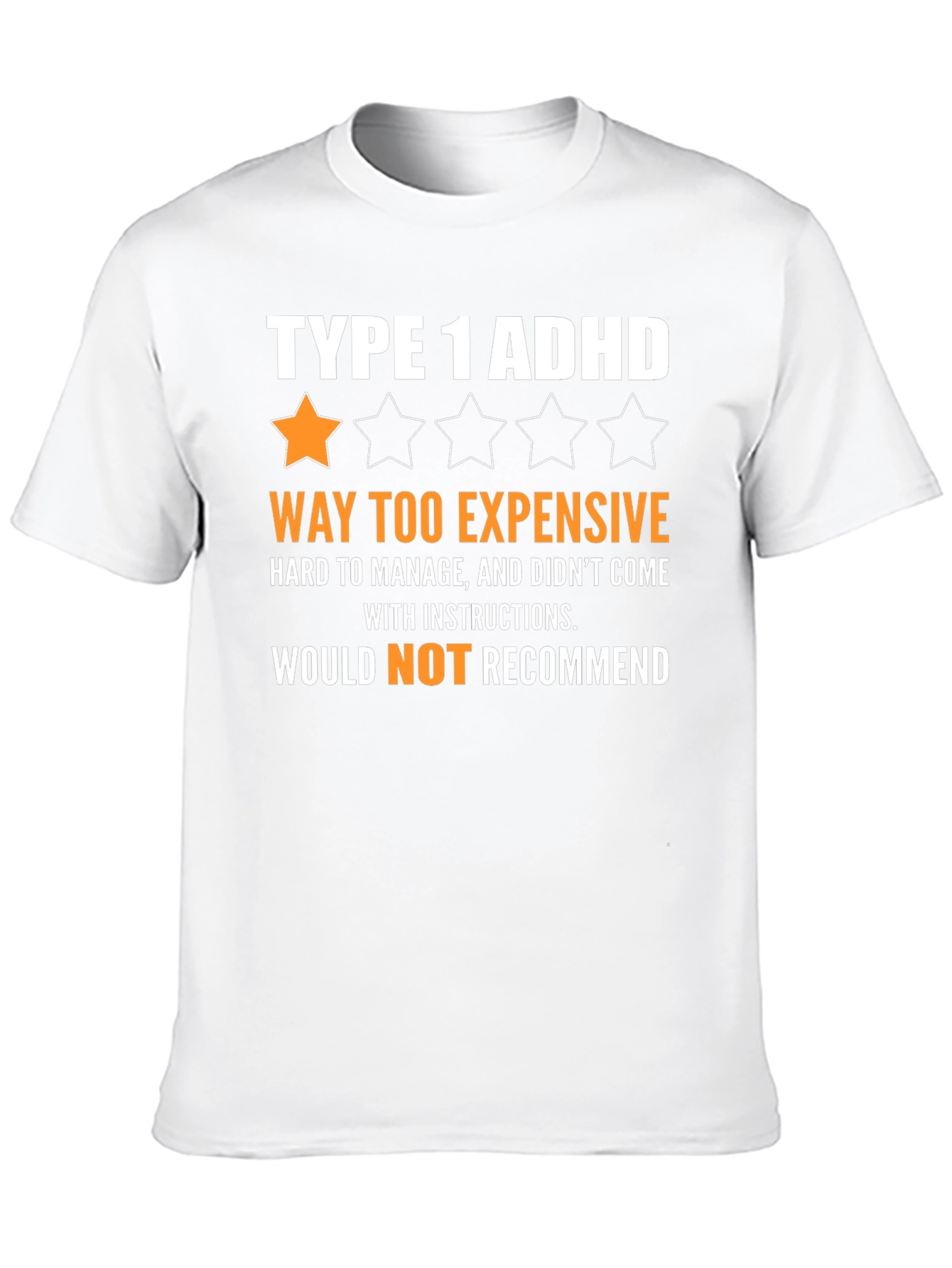 Black Type 1 ADHD Funny Graphic T-Shirt view 10
