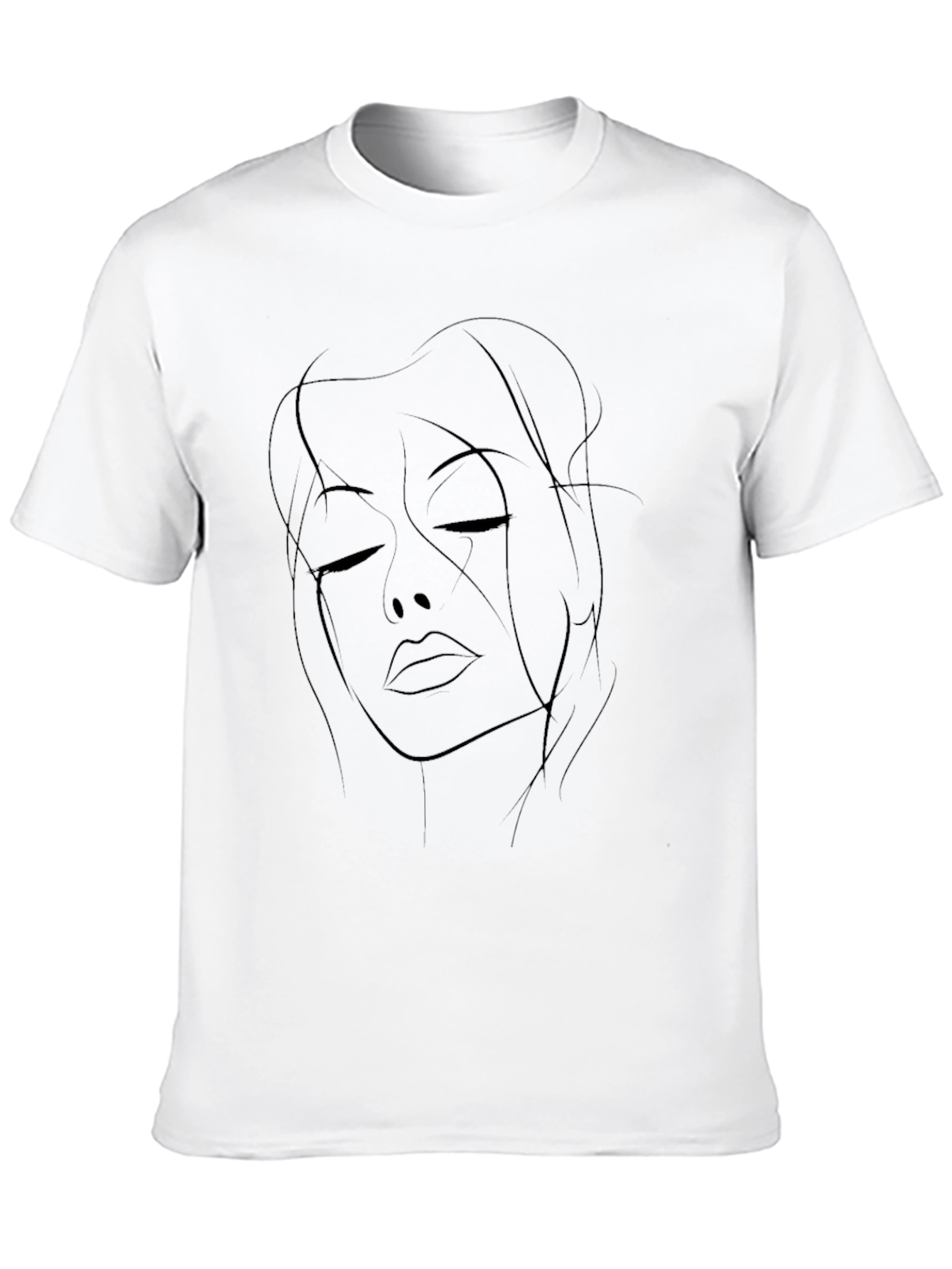 Black Minimalist Woman Face Line Art Graphic T-Shirt view 10