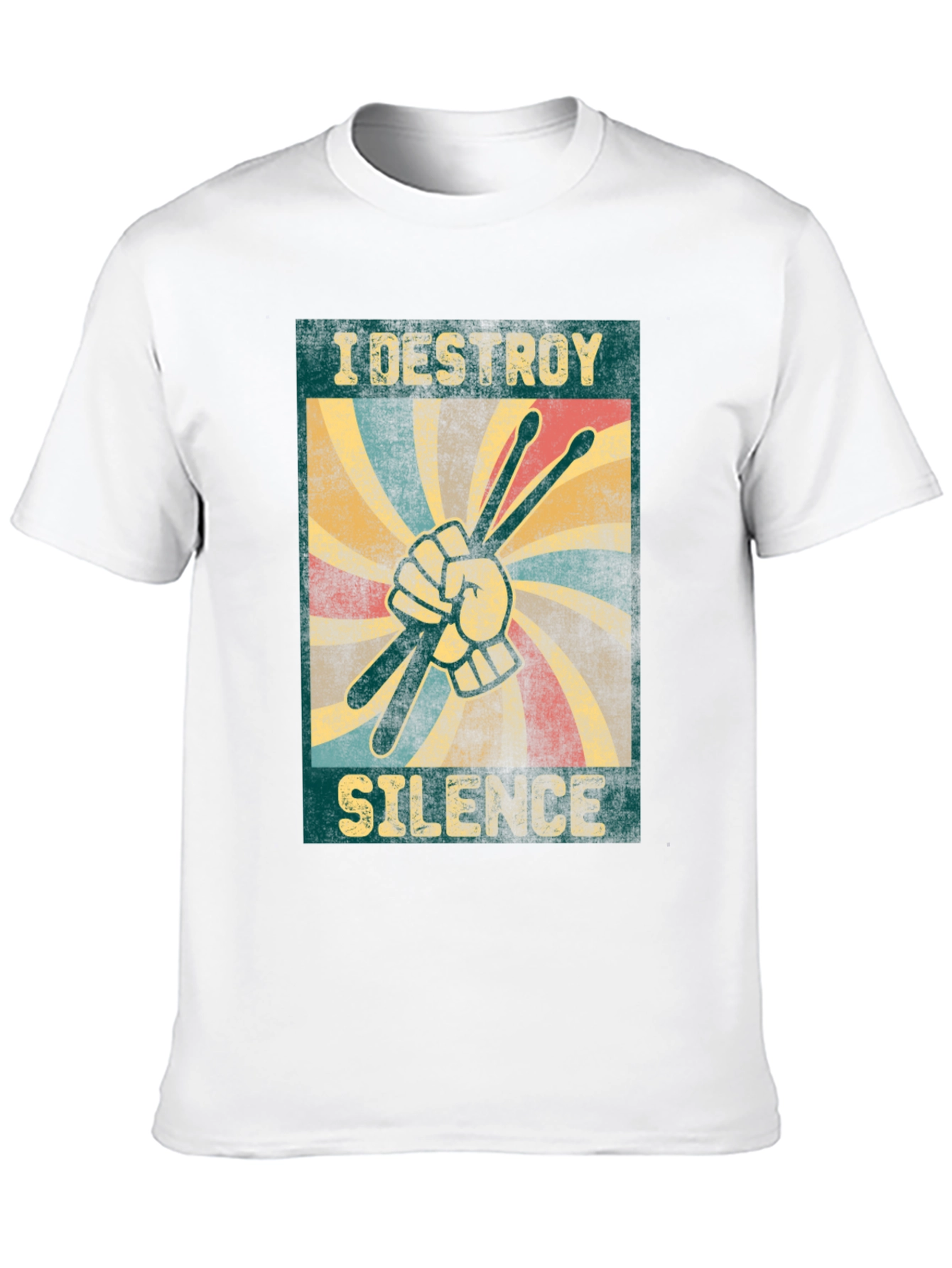 Black I Destroy Silence T-Shirt - Drummer Design view 10