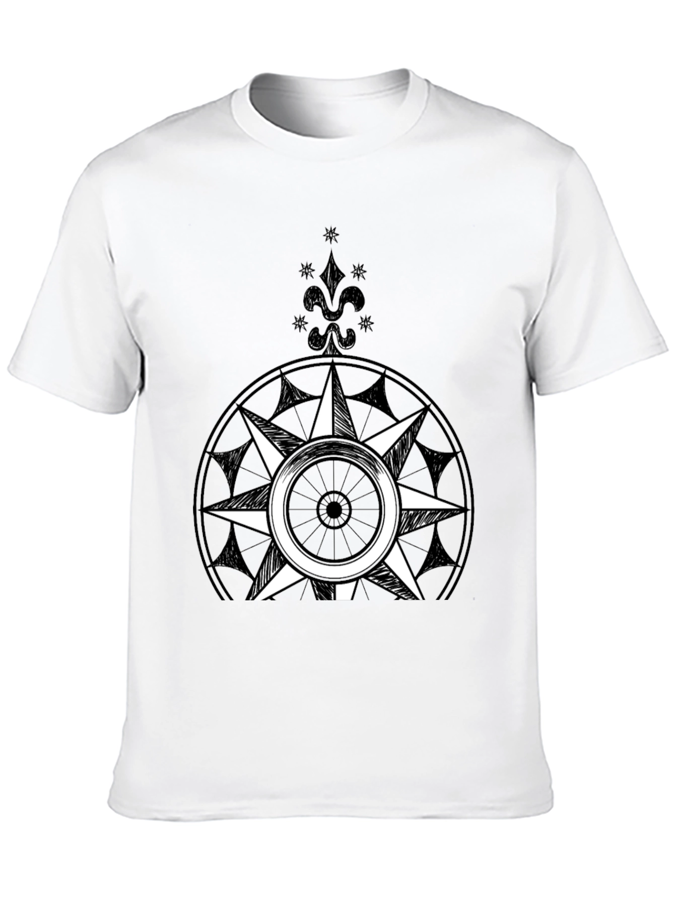 Black Compass Rose Graphic Tee - Black Cotton Blend view 10