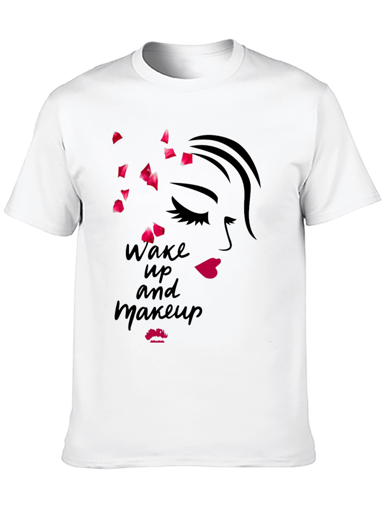 Black Wake Up and Makeup Black Graphic Tee view 10