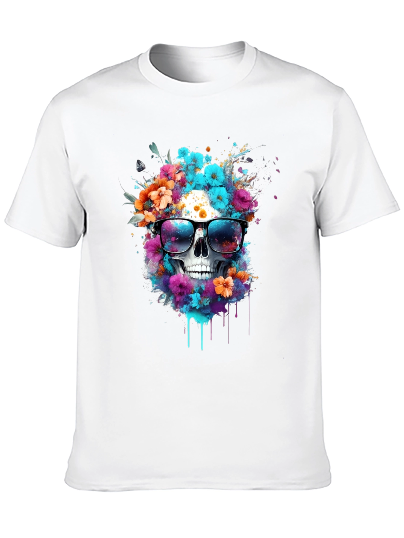 Black Floral Skull T-Shirt: Stylish & Unique Graphic Tee view 10