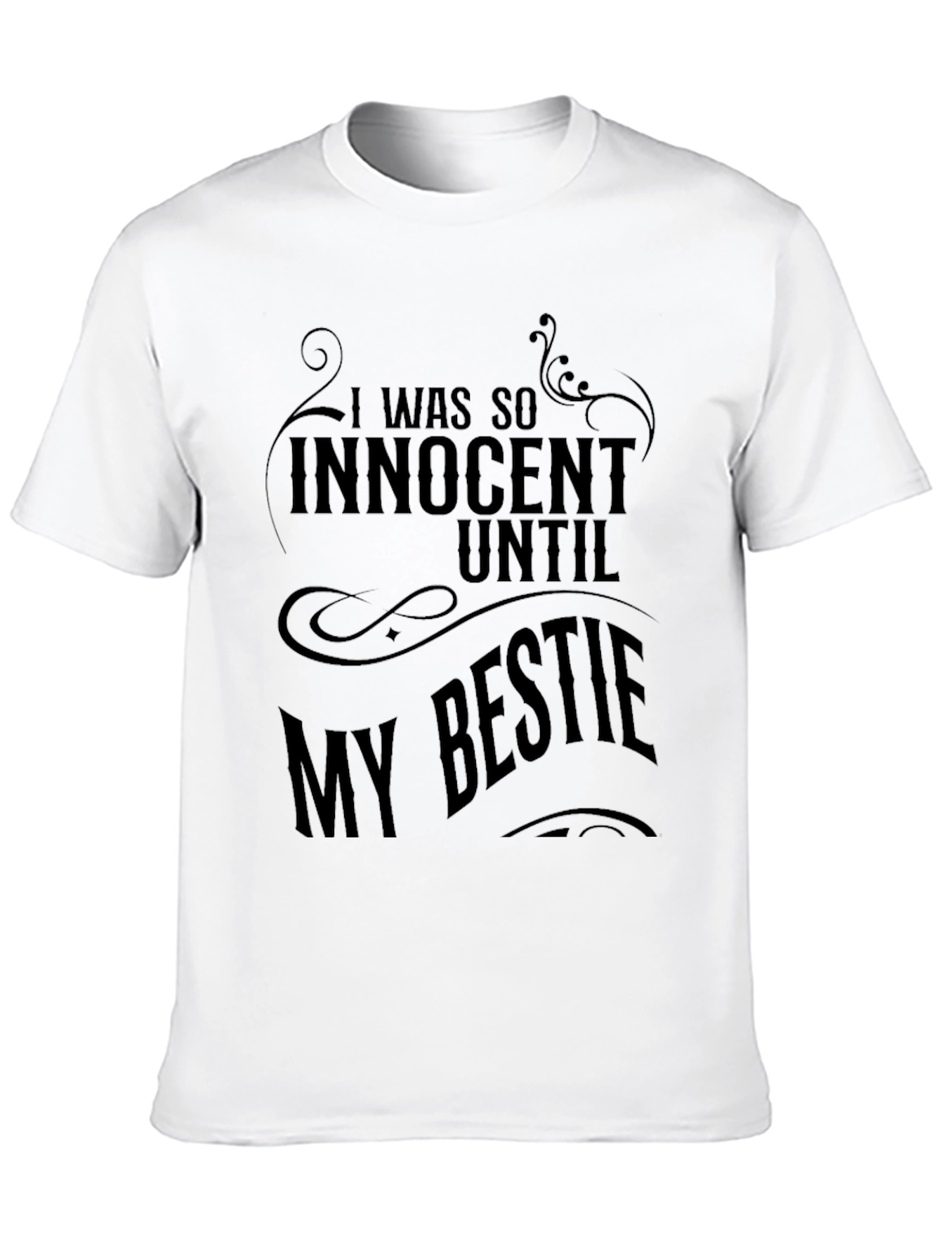 Black Innocent Until Bestie Graphic Tee view 10