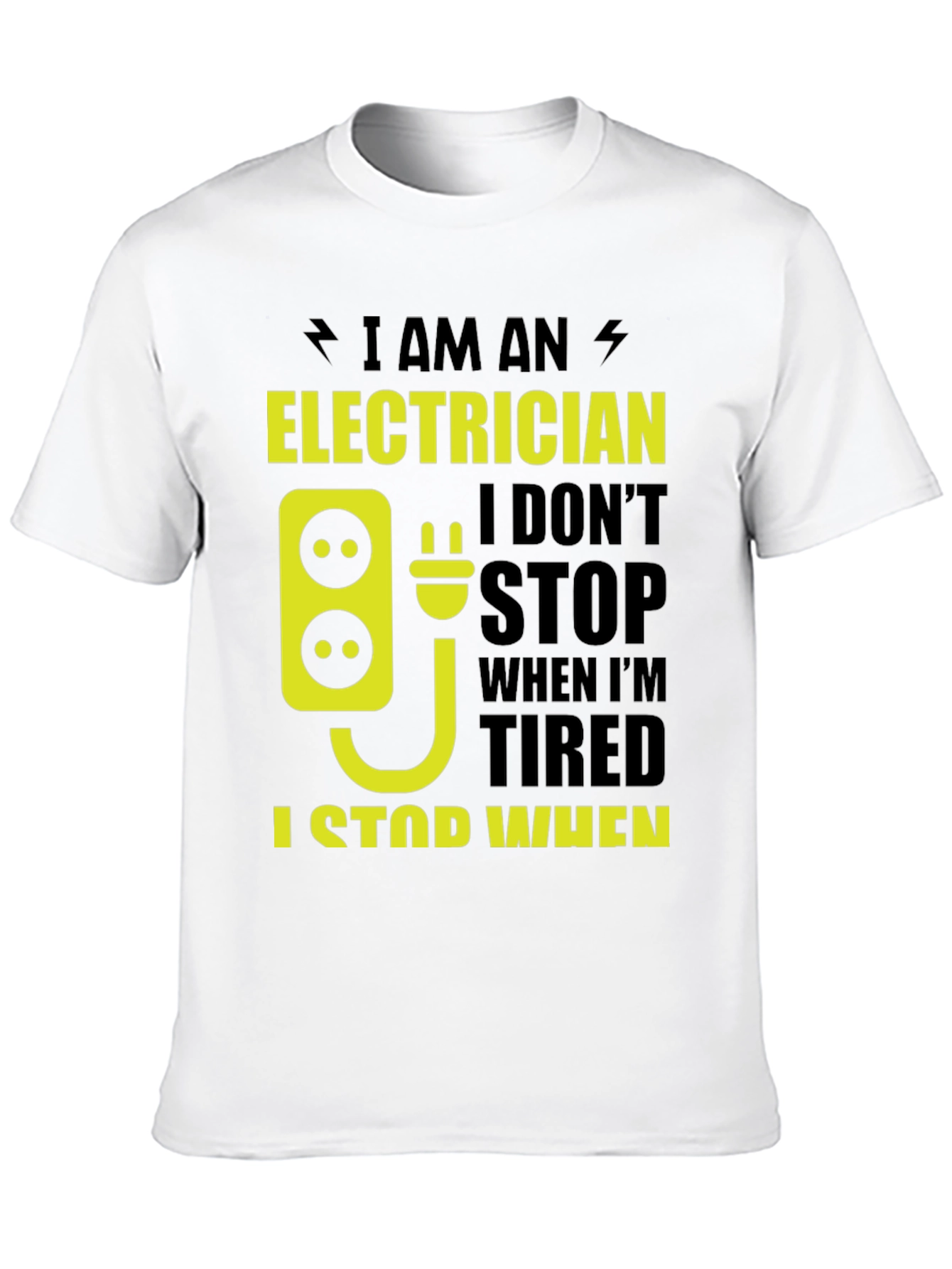 Black Electrician T-Shirt - Funny I Stop When Done Tee view 10