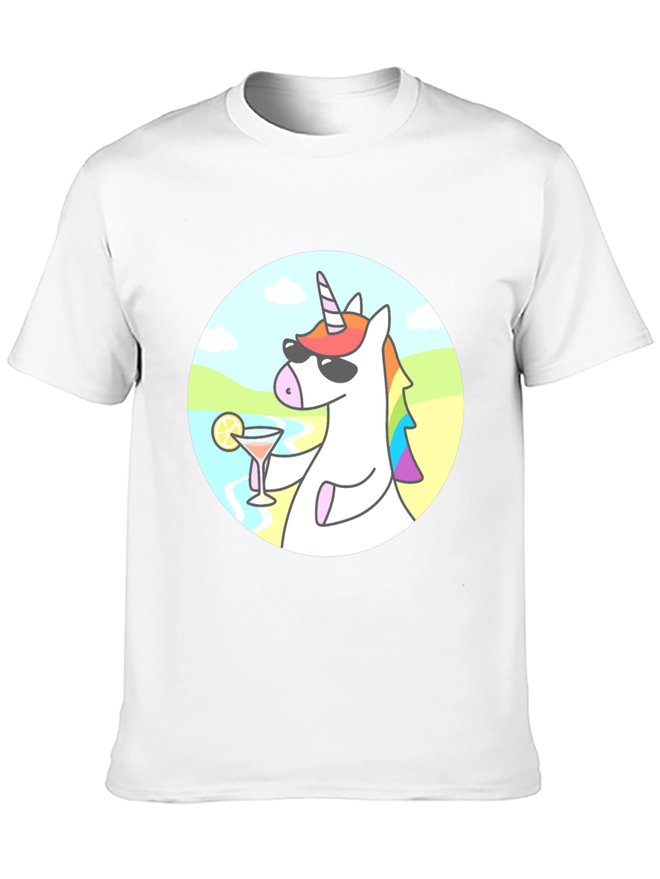 Black Cool Unicorn Cocktail T-Shirt - Black Cotton Graphic Tee view 10