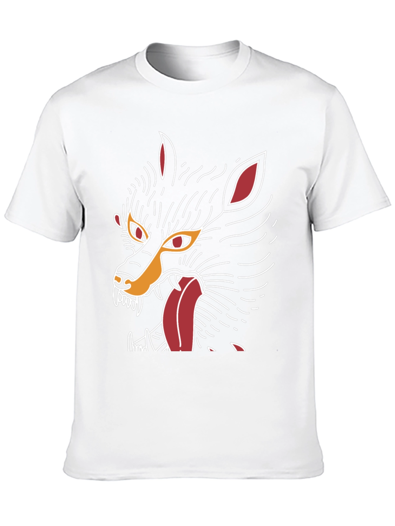 Black Men's Black Graphic Tee - Wolf Design view 10