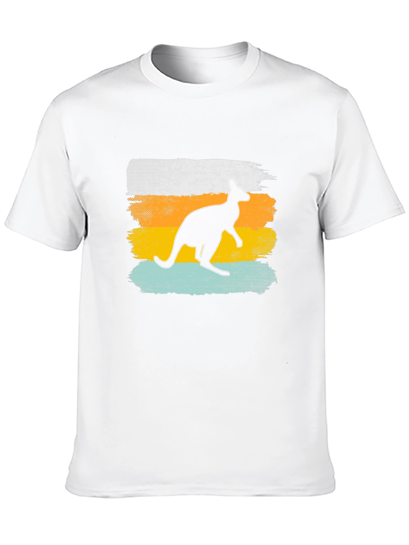 Black Kangaroo Silhouette Men's Black T-Shirt view 10