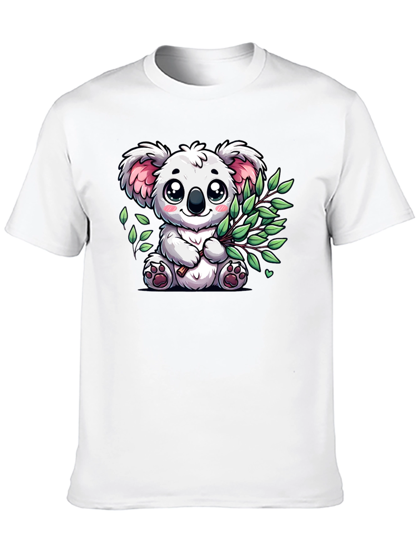 Black Cute Koala Bear Graphic Tee - Black Cotton T-Shirt view 10