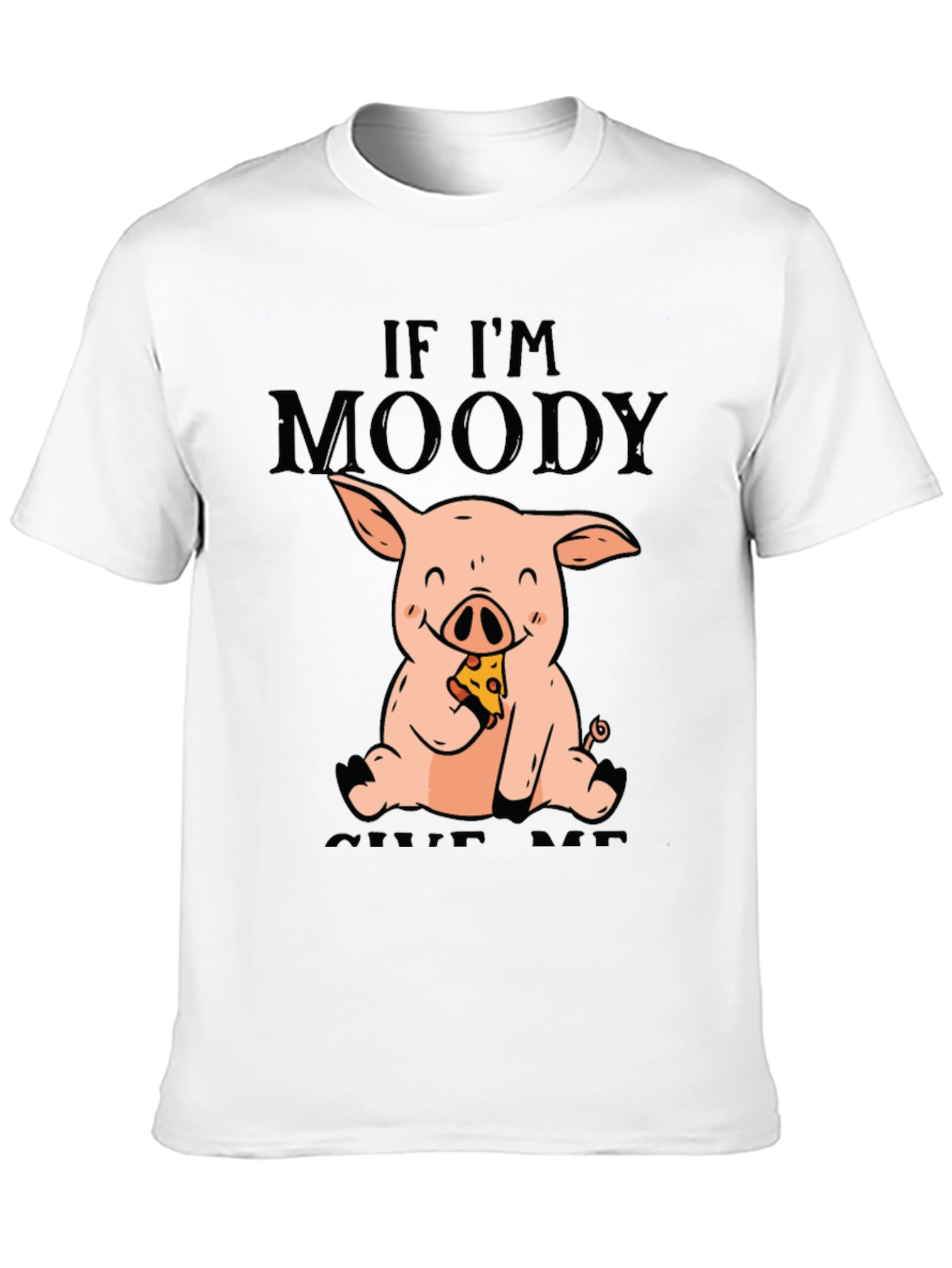Black Moody Pig Pizza T-Shirt - Funny Graphic Tee view 10