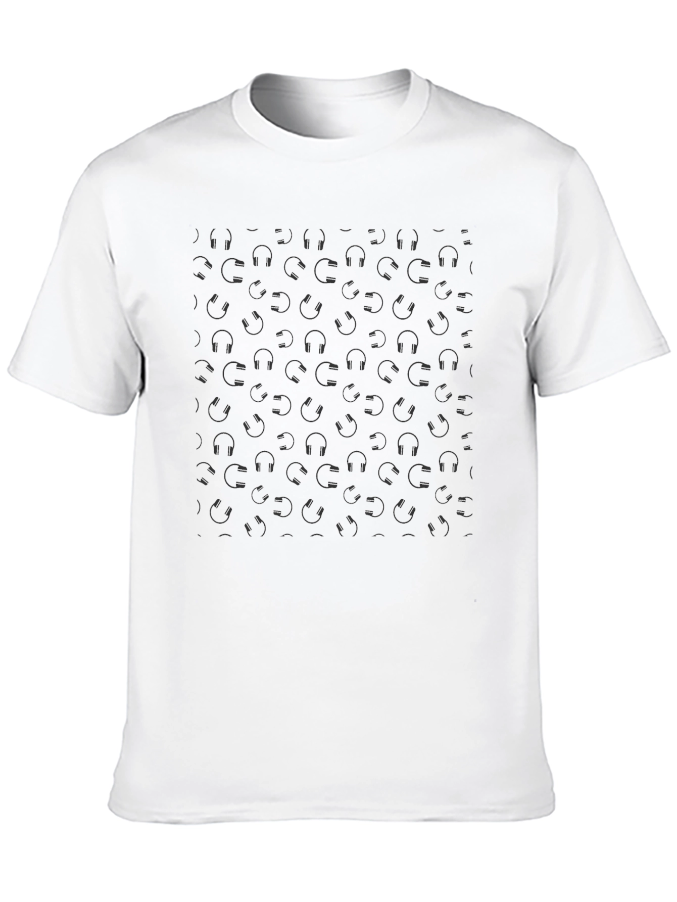 Black Black Headphones Pattern Tee - Modern Style view 10