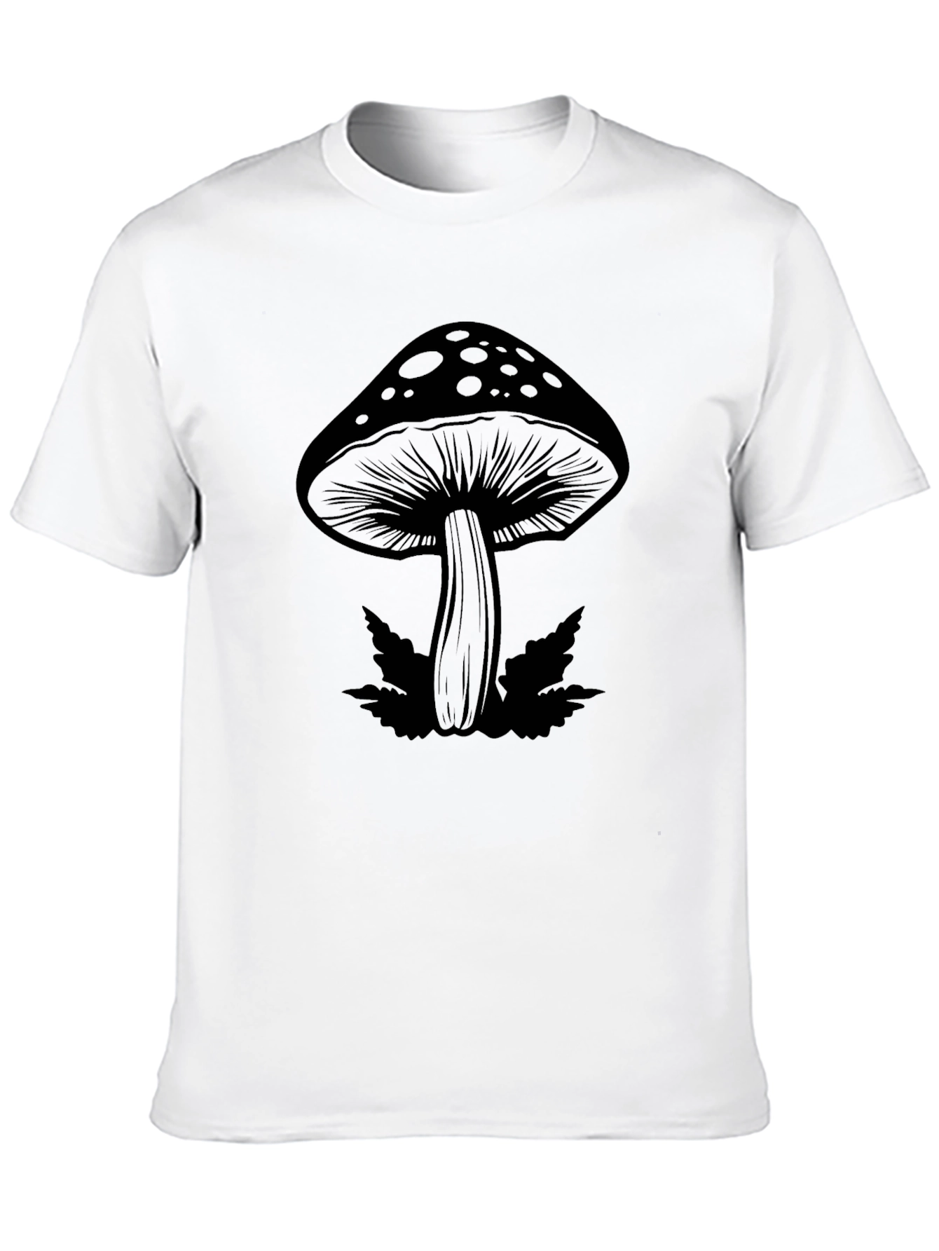 Black Mushroom Graphic Black T-Shirt - Relaxed Fit view 10